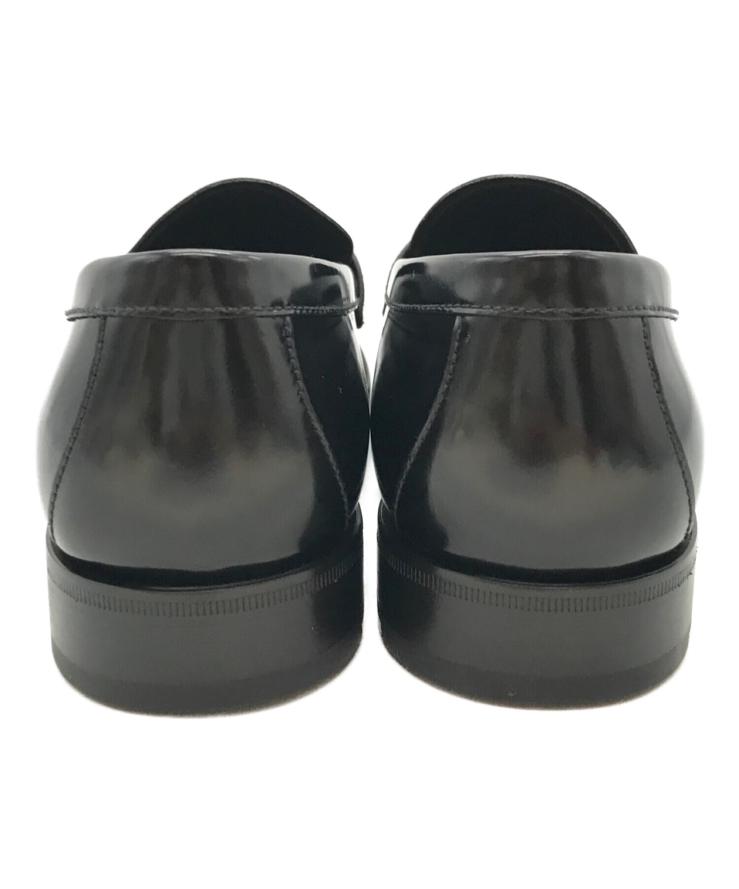PRADA (プラダ) トライアングルロゴローファー / 革靴 / レザーシューズ / ブラッシュドレザー ブラック サイズ:8(27cm相当)  未使用品