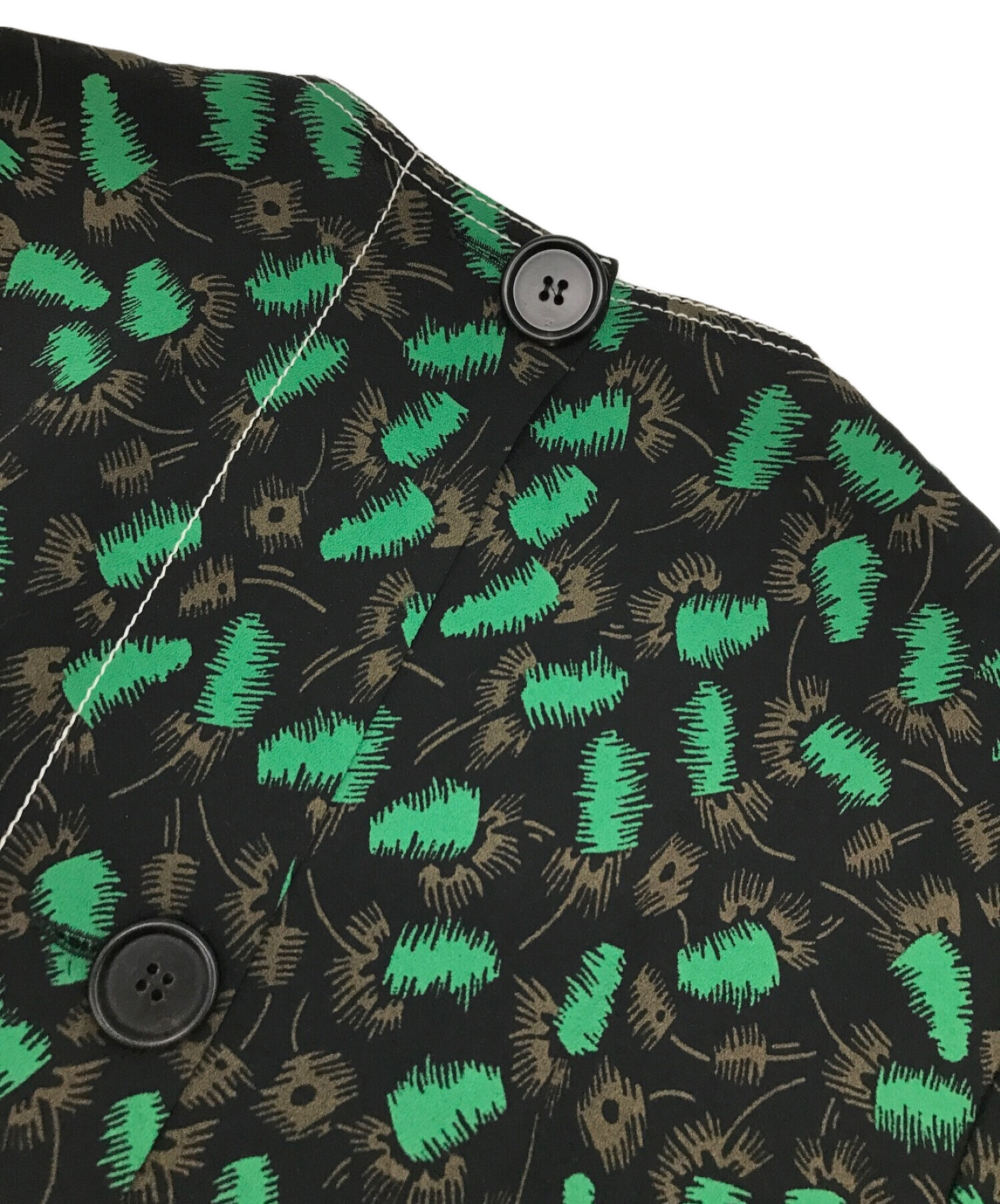 中古・古着通販】MARNI (マルニ) 総柄ワンピース ブラック×グリーン 