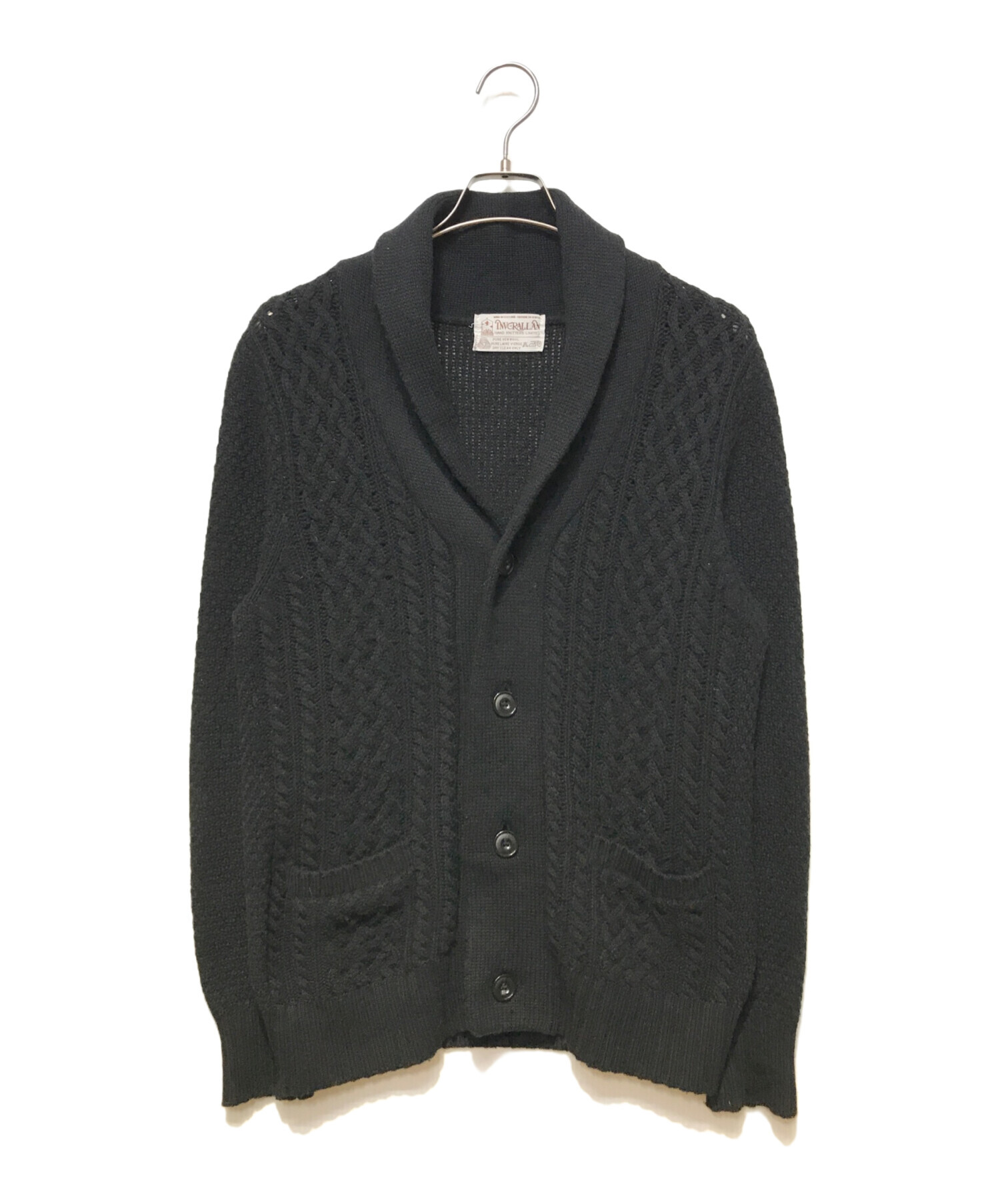 インバーアラン　ケーブル編み カーディガン　ブラック 楽天市場】カーディガン メンズ アウター シンプル インバーアラン 3A