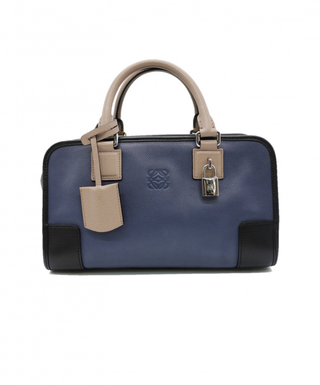 中古・古着通販】LOEWE (ロエベ) レザーハンドバッグ ネイビー 421403 