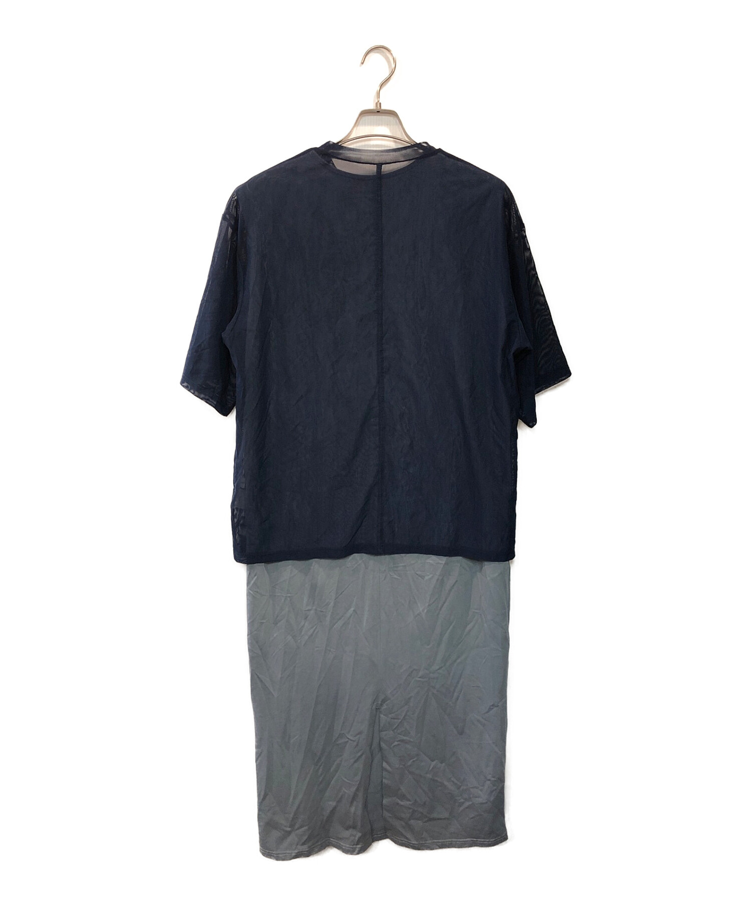 中古・古着通販】MANOF (マノフ) MESH LAYERED CUT ONE PIECE スカイ 