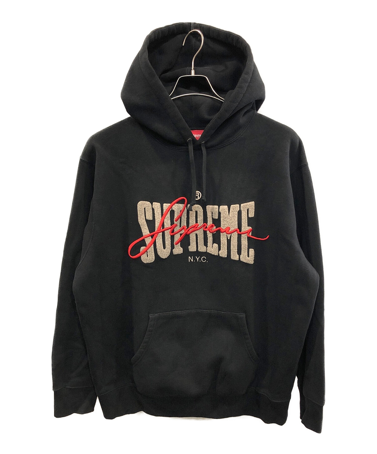 Supreme (シュプリーム) embroidered chenille hooded sweatshirt（エンブロイダード シェニール  フーディー スウェットシャツ） ブラック サイズ:Ⅼ