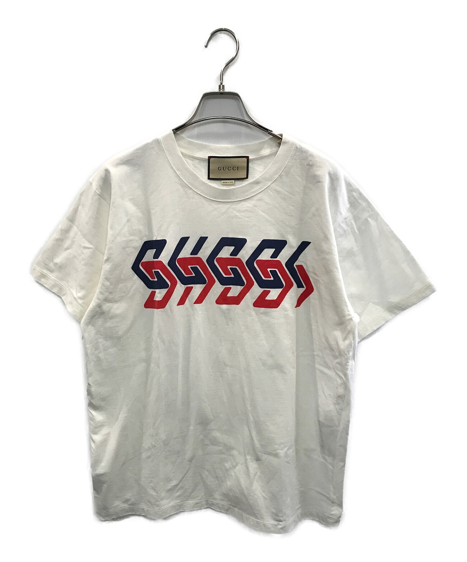 GUCCI (グッチ) ミラー プリント コットンジャージー Tシャツ ホワイト サイズ:XS