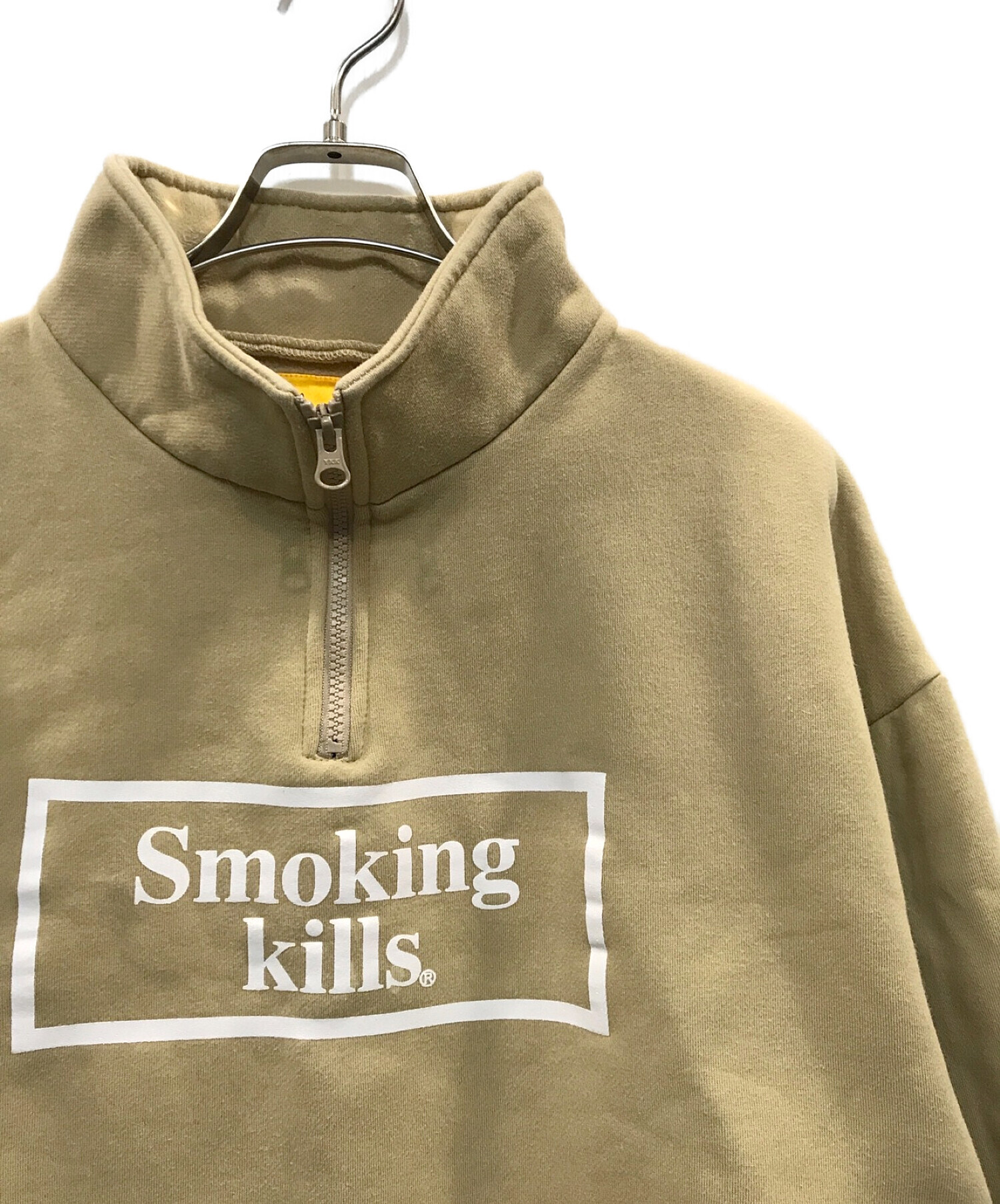 【FR2】Smoking Kills ハーフジップ sizeL ベージュ