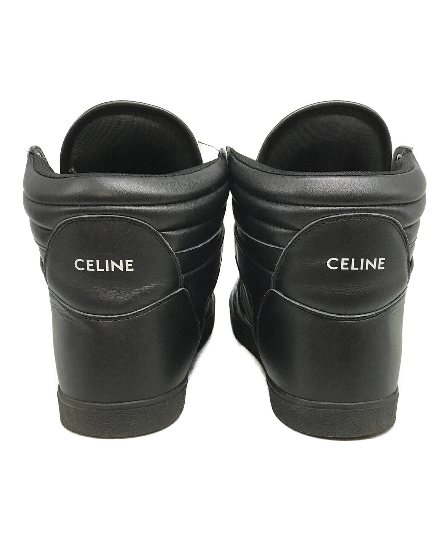 CELINE (セリーヌ) レザーハイカットスニーカー ブラック サイズ:41