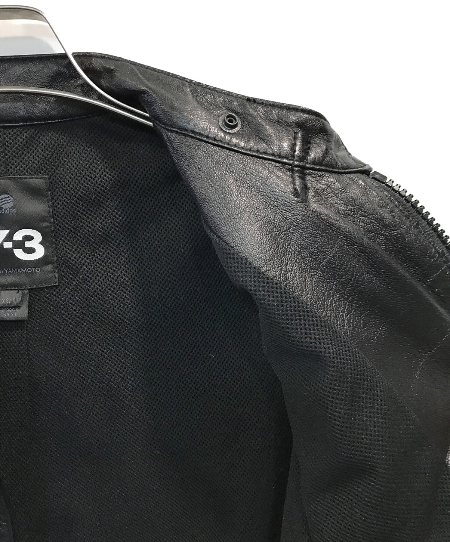 Y-3 (ワイスリー) シングルライダースジャケット ブラック サイズ:XS