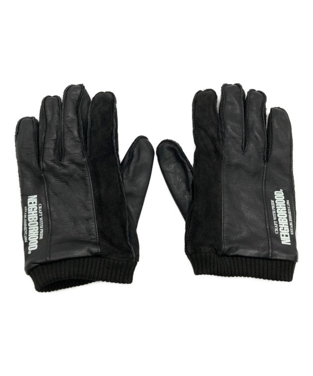 ネイバーフットNEIGHBORHOOD 手袋 黒 LEATHER GLOVE