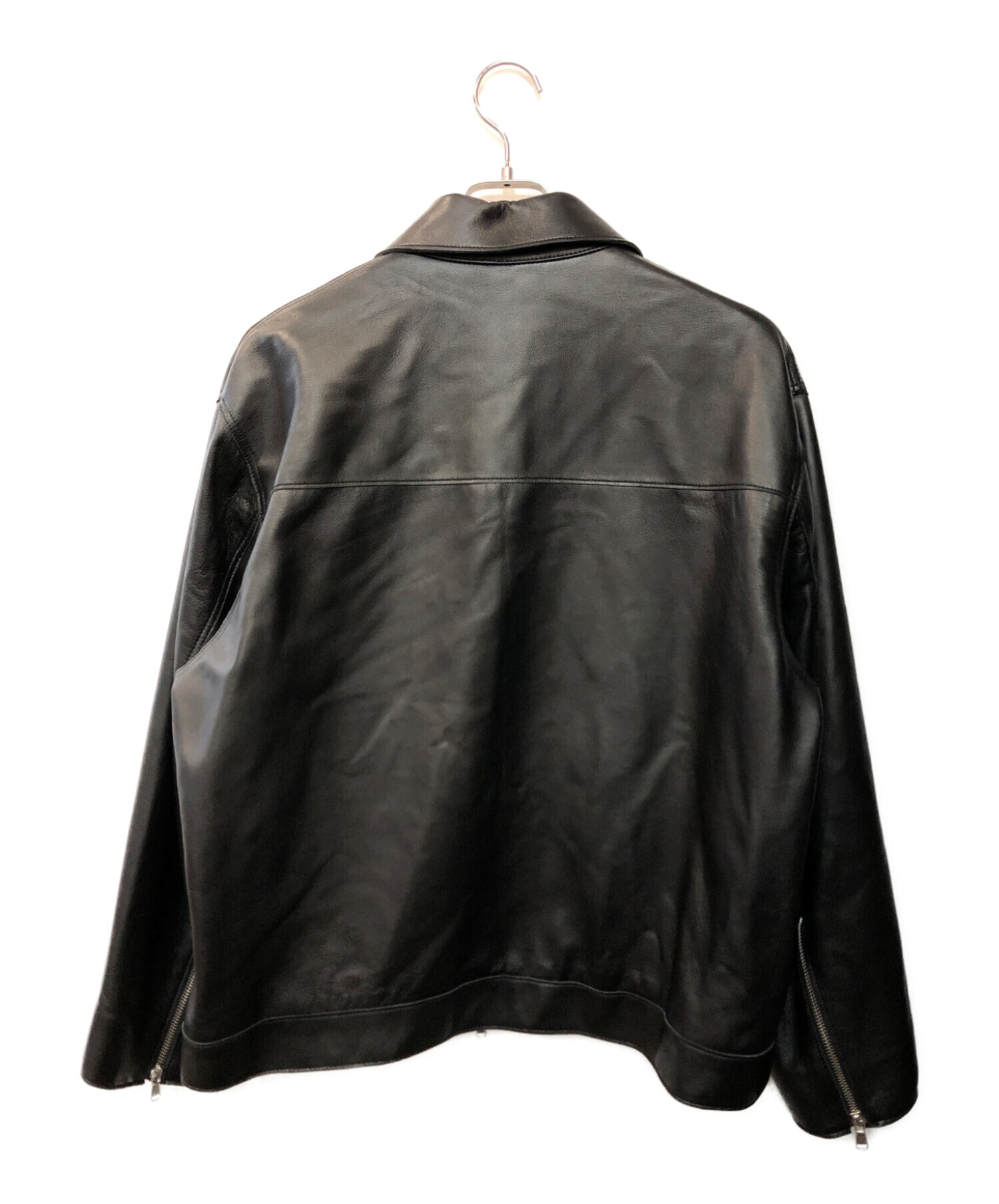 MAISON SPECIAL メゾンスペシャル ラムレザープライムオーバー襟付きシングルライダースジャケット ブラック サイズ: