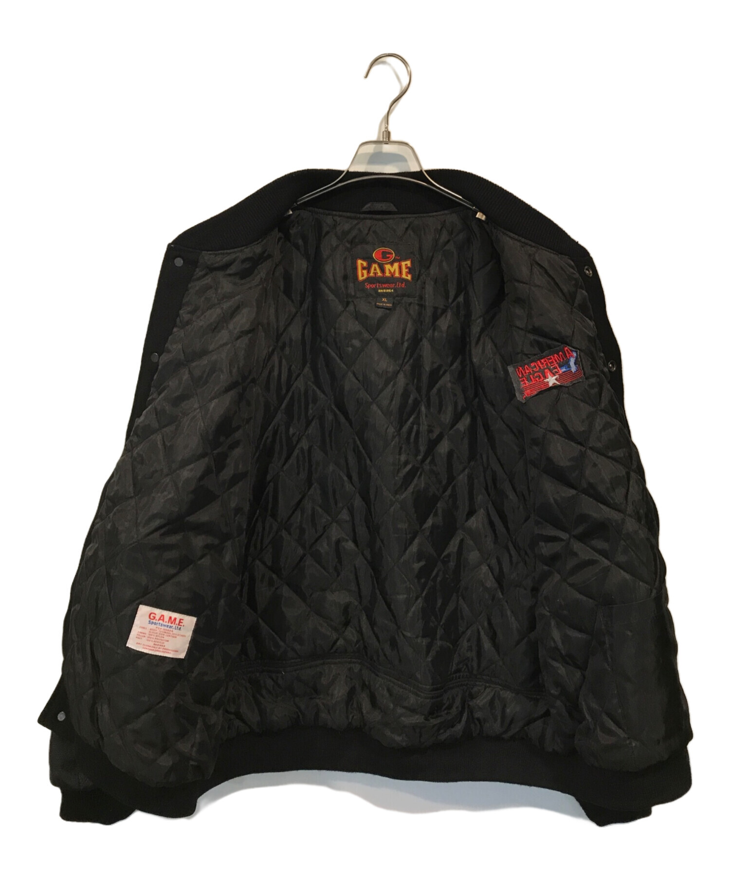 GAME SPORTSWEAR スタジャン L オレンジ ブラック レザー GAME
