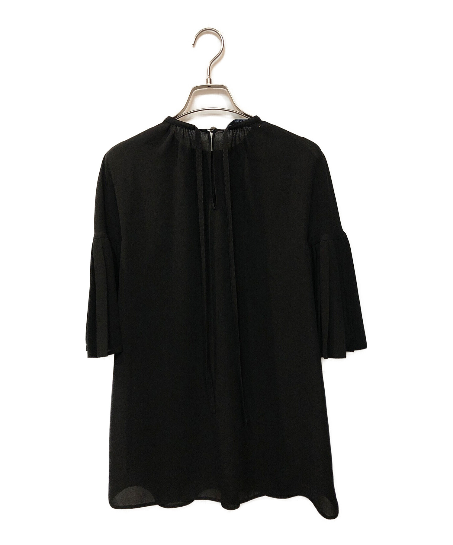 中古・古着通販】PRADA (プラダ) フリルスリーブブラウス ブラック 