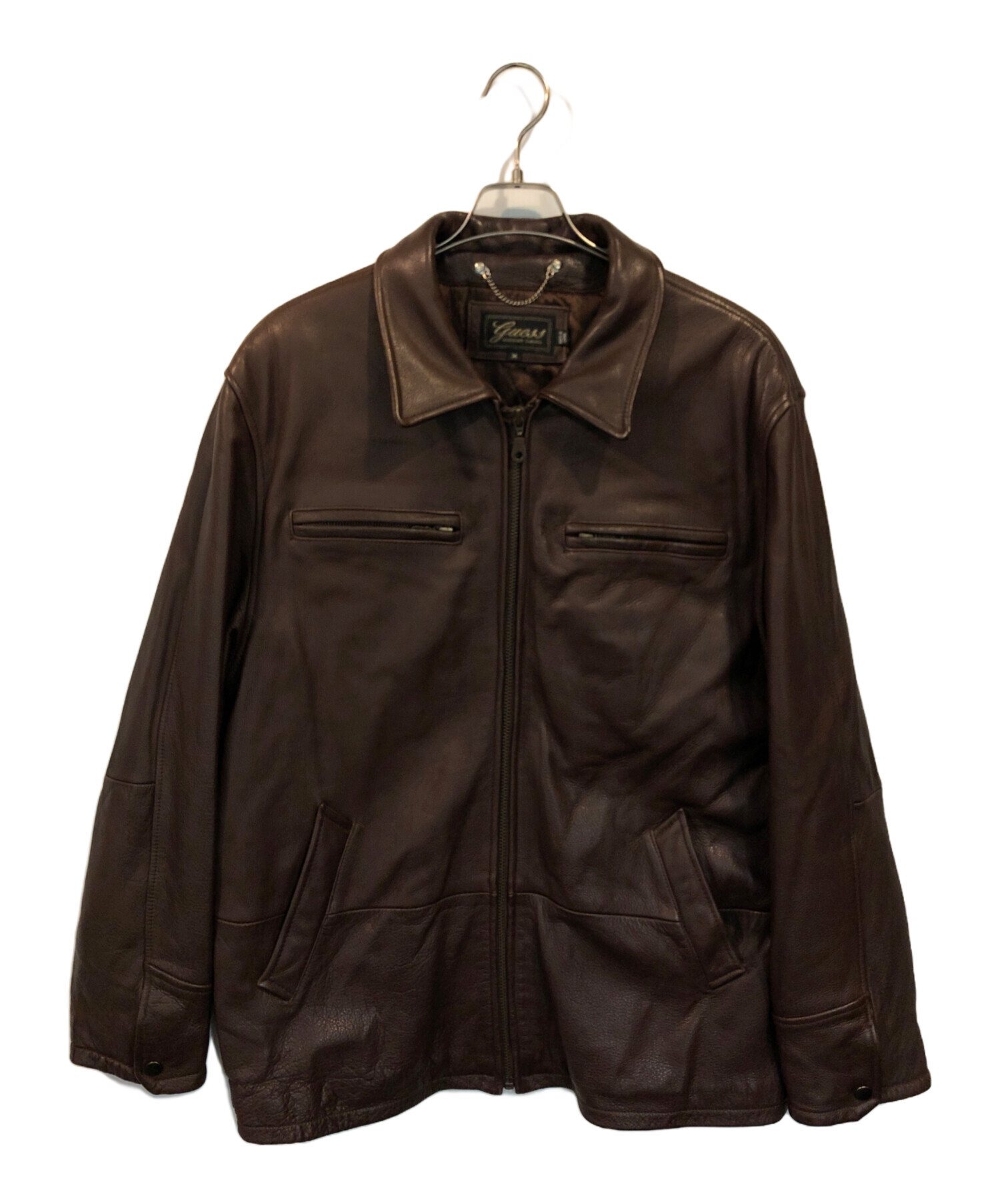 中古・古着通販】GUESS (ゲス) レザーカーコート ブラウン サイズ:M 