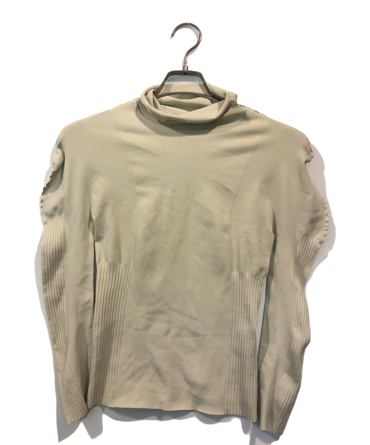 pleats please／ハイネック長袖トップス／ライトベージュ／サイズ3