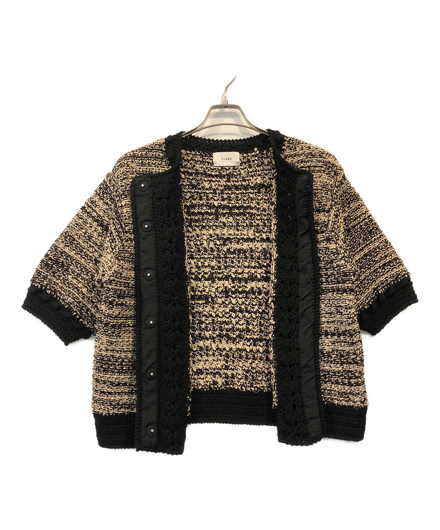 中古・古着通販】CLANE (クラネ) ドット ライン ハーフスリーブ ニット 