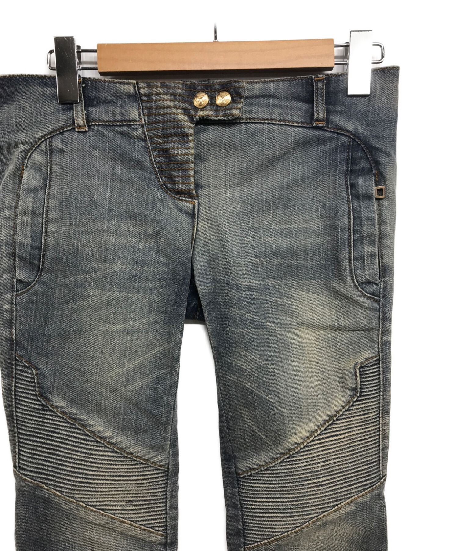 バルマン 蛇腹バイカーデニム