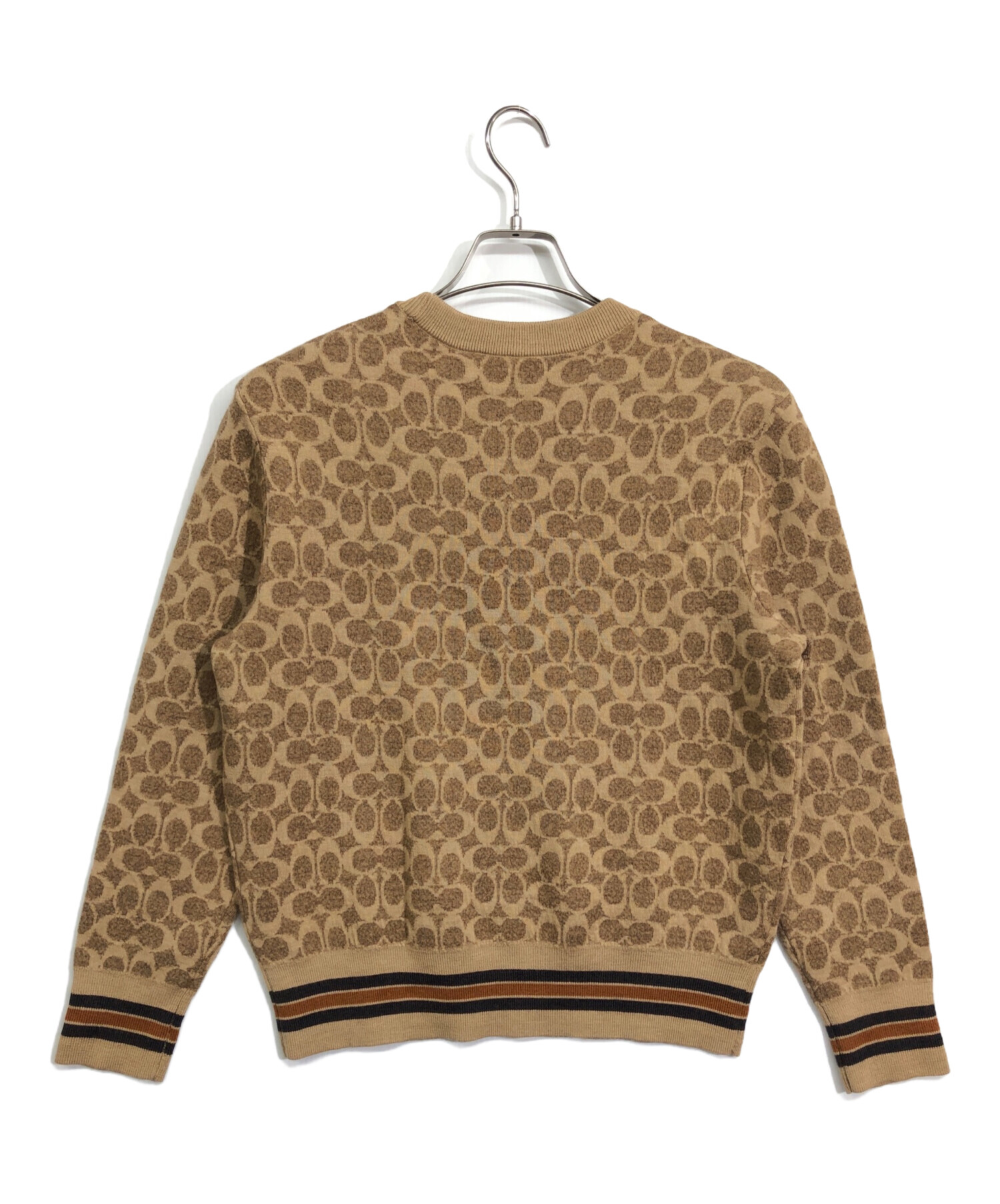 中古・古着通販】COACH (コーチ) シグネチャー総柄ニット ブラウン 