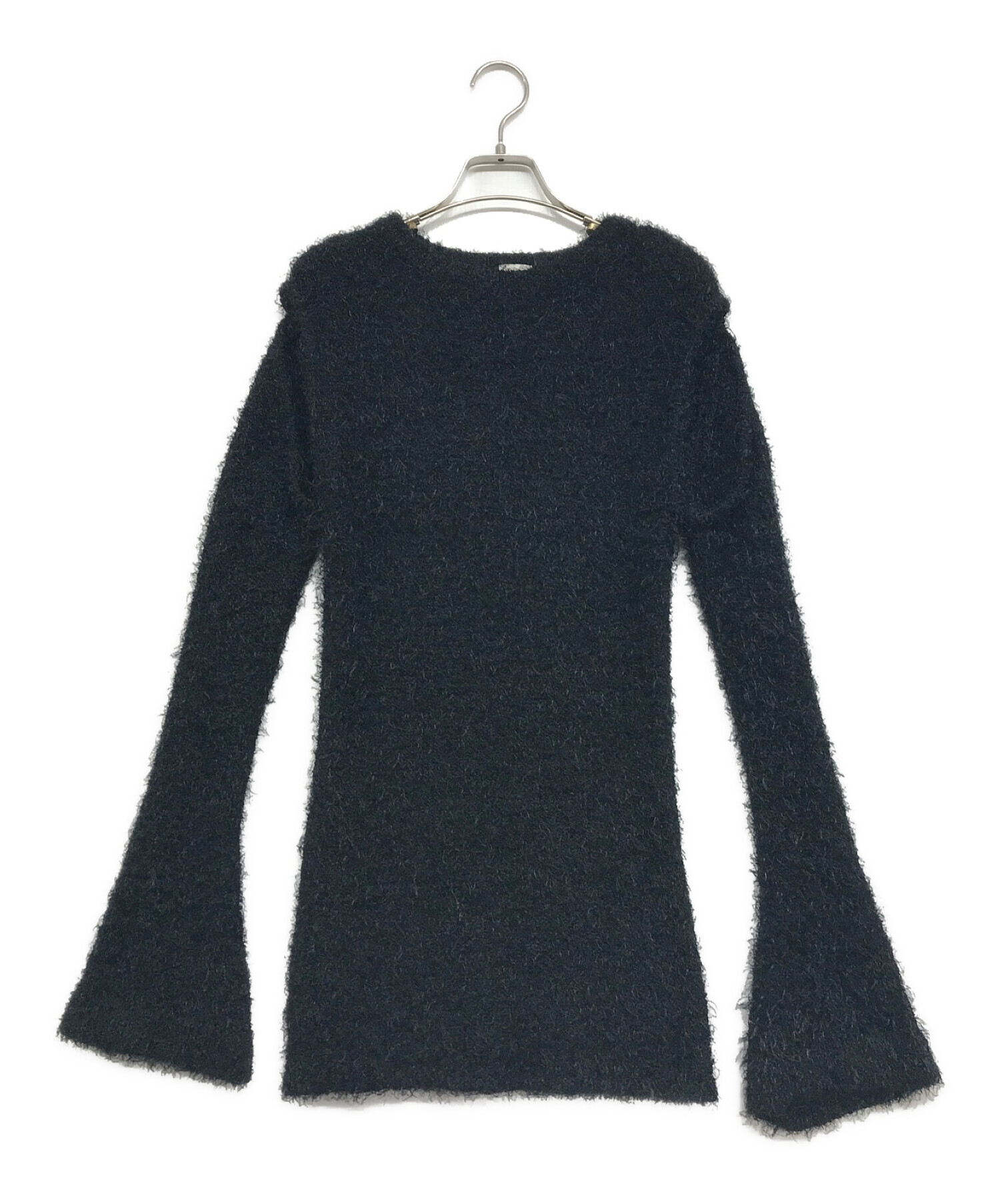 中古・古着通販】Mediam (ミディアム) Fringe slit pullover ブラック 