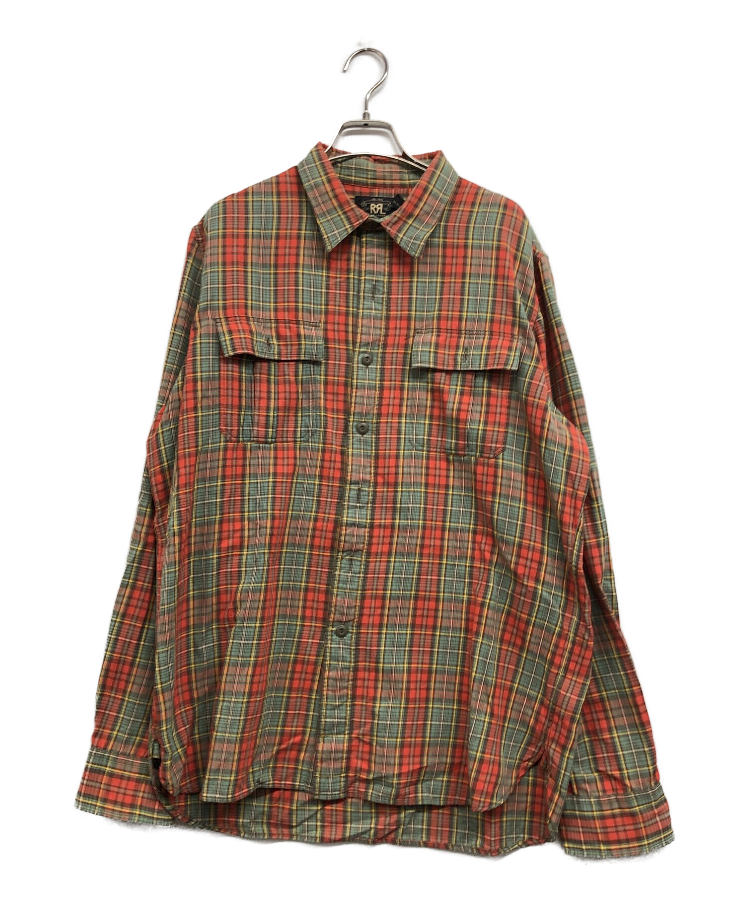 RRL (ダブルアールエル) チェックシャツ レッド×グリーン サイズ:L