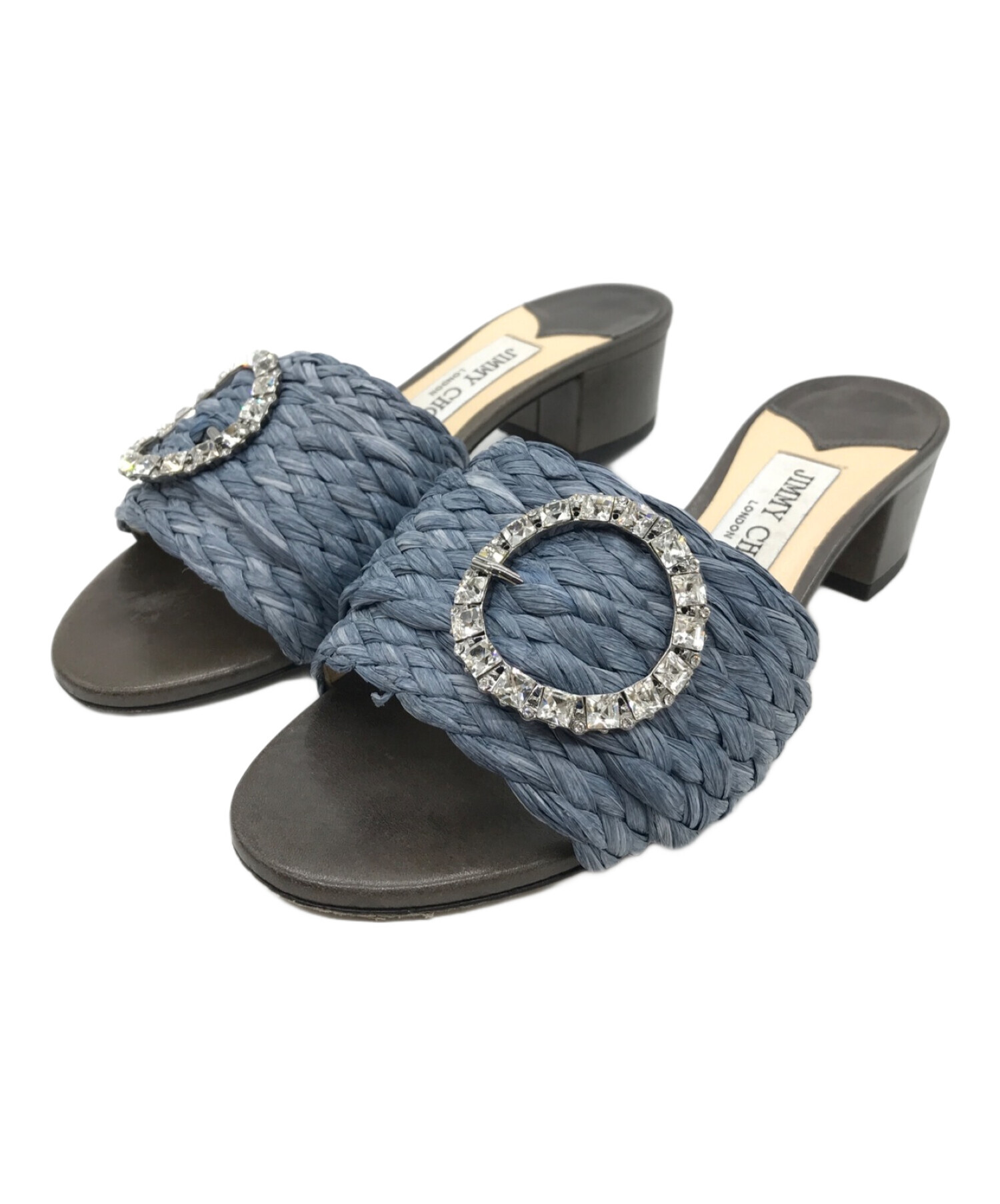 中古・古着通販】JIMMY CHOO (ジミーチュウ) ミュール ブルー×グレー 