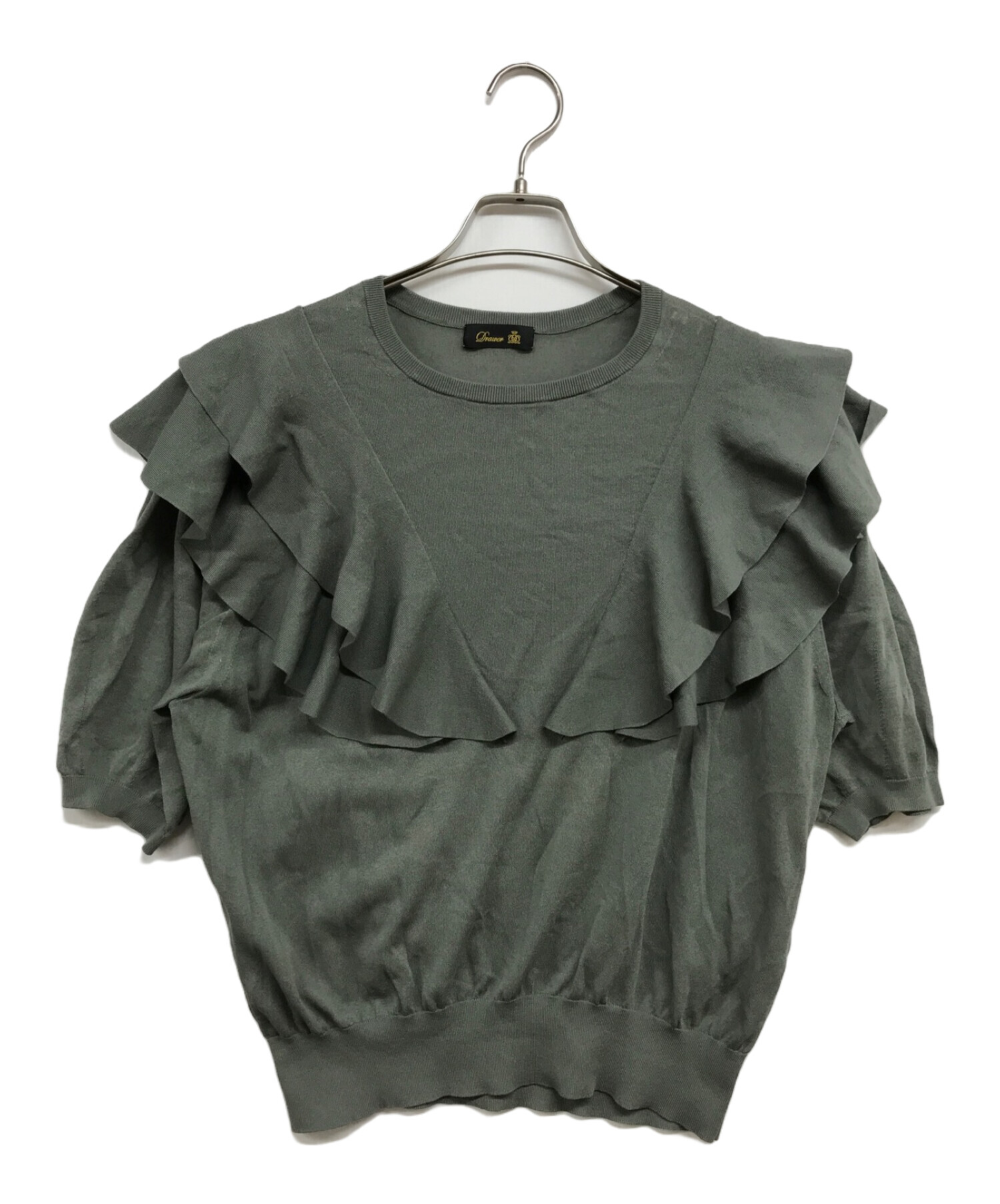 DRAWERコットンダブルフリルショートスリーブニットドゥロワー