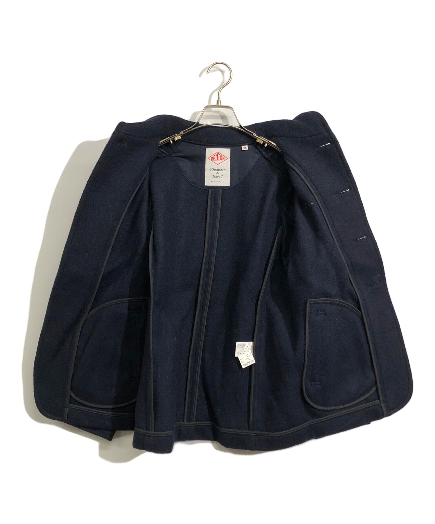 DANTON ウールモッサジャケット 38 ネイビー 中古・古着通販】DANTON (ダントン) ウールモッサ フード付き