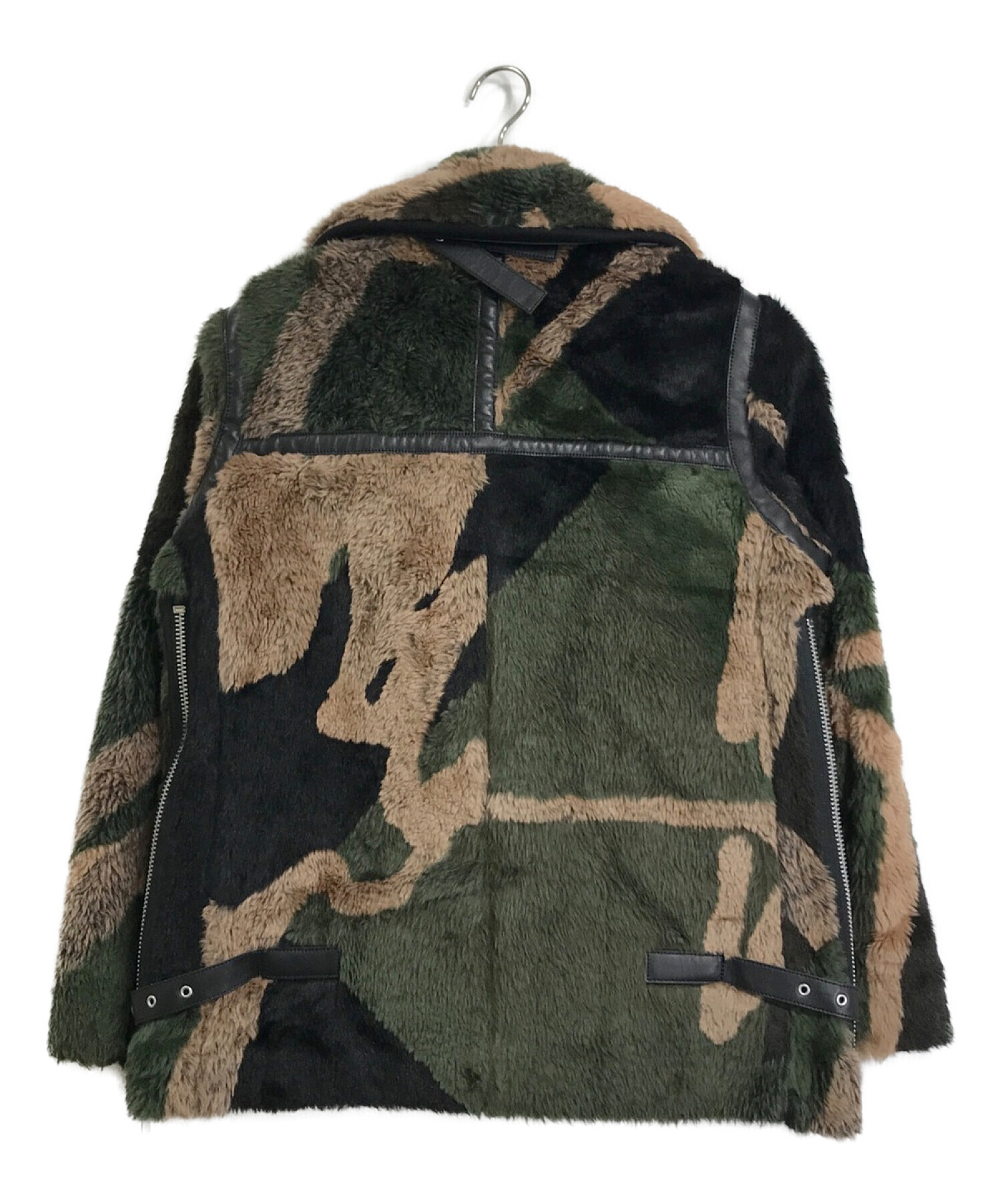 sacai (サカイ) KAWS (カウズ) Jacquard Faux Fur Coat/カウズジャガードファージャケット グリーン サイズ:2