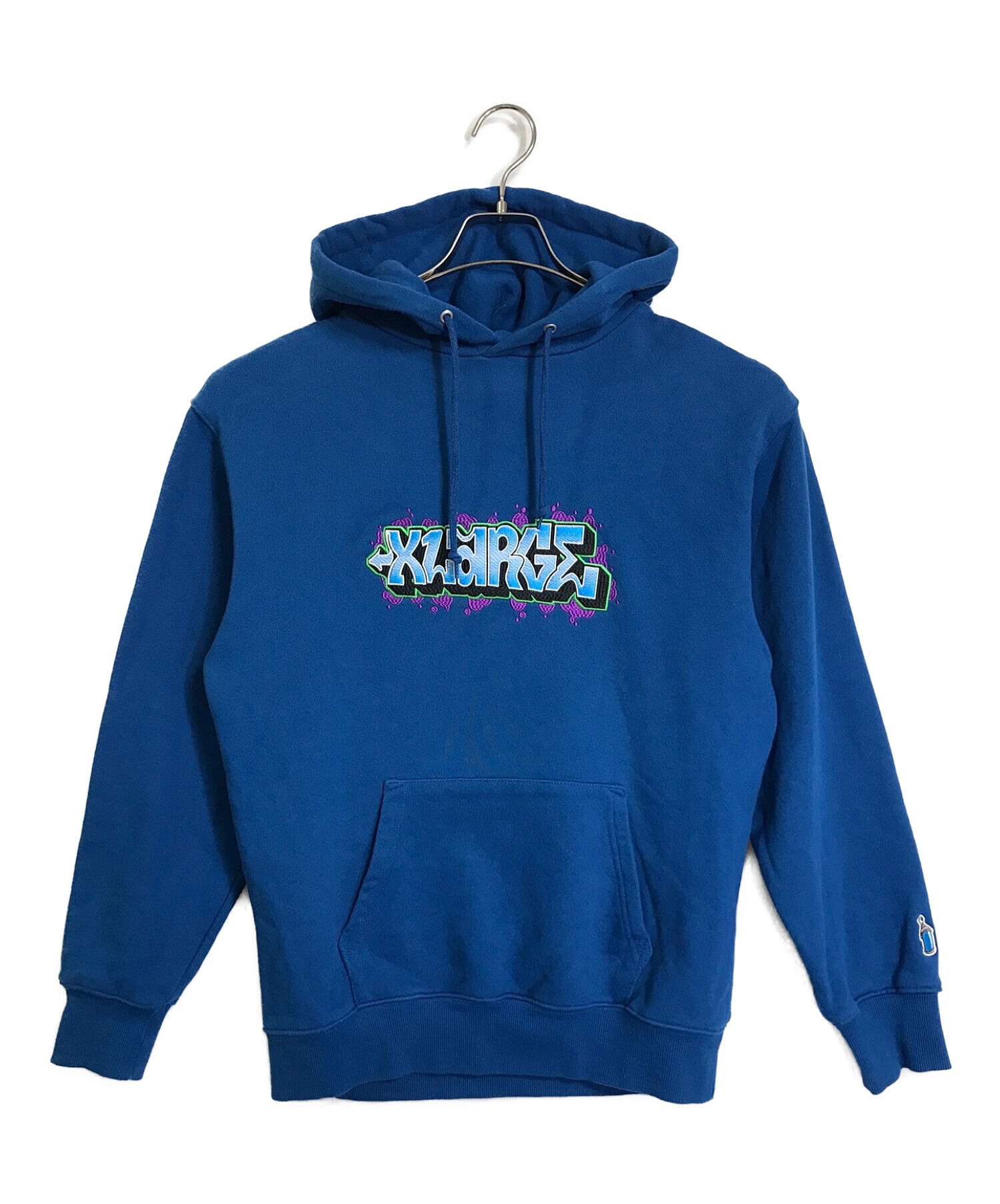 Xlarge エクストララージ パーカー ブルー 青 刺繍 バックロゴ◎ メンズ