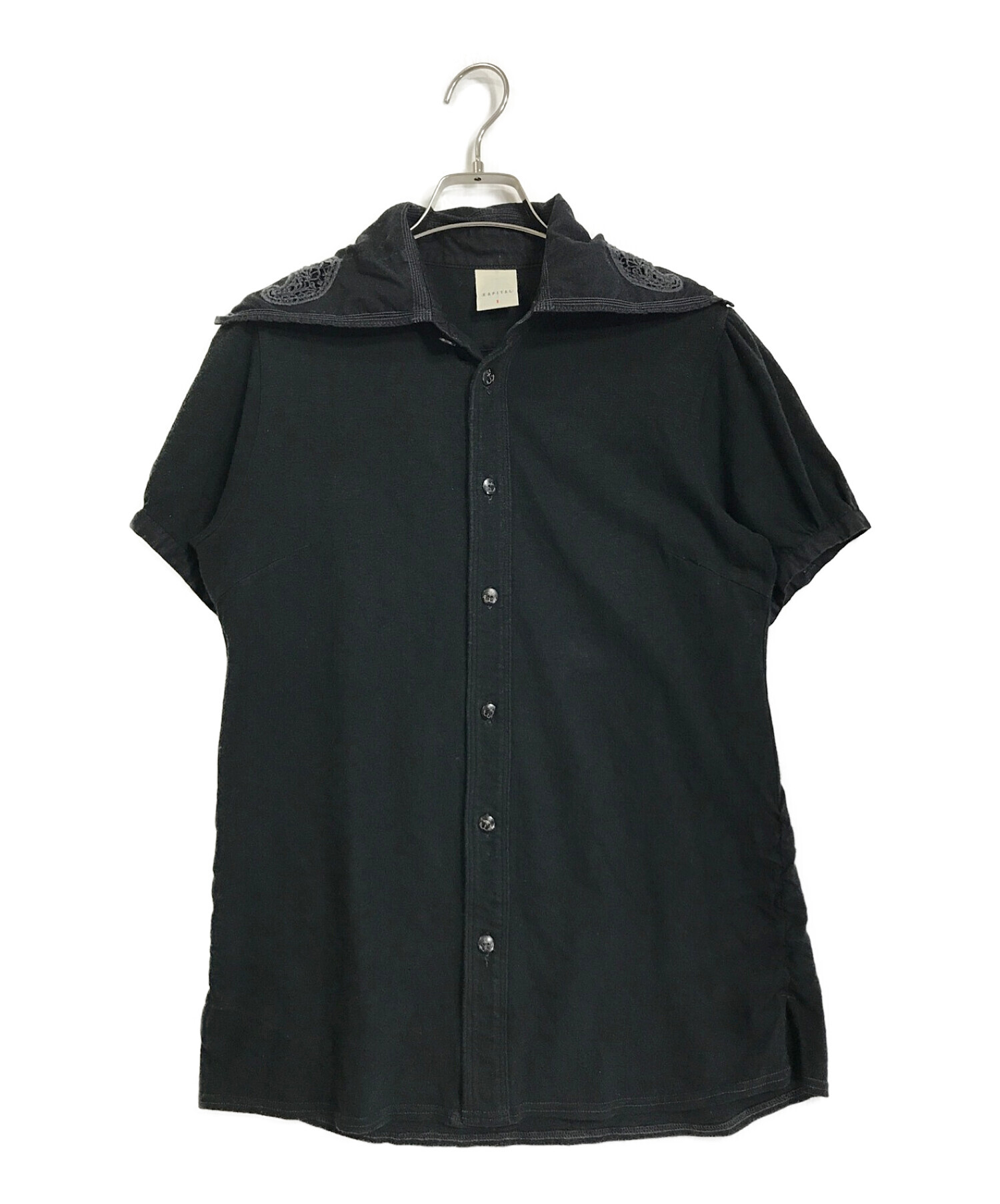 KAPITAL (キャピタル) エンブロイダリービックカラーシャツ ブラック サイズ:S
