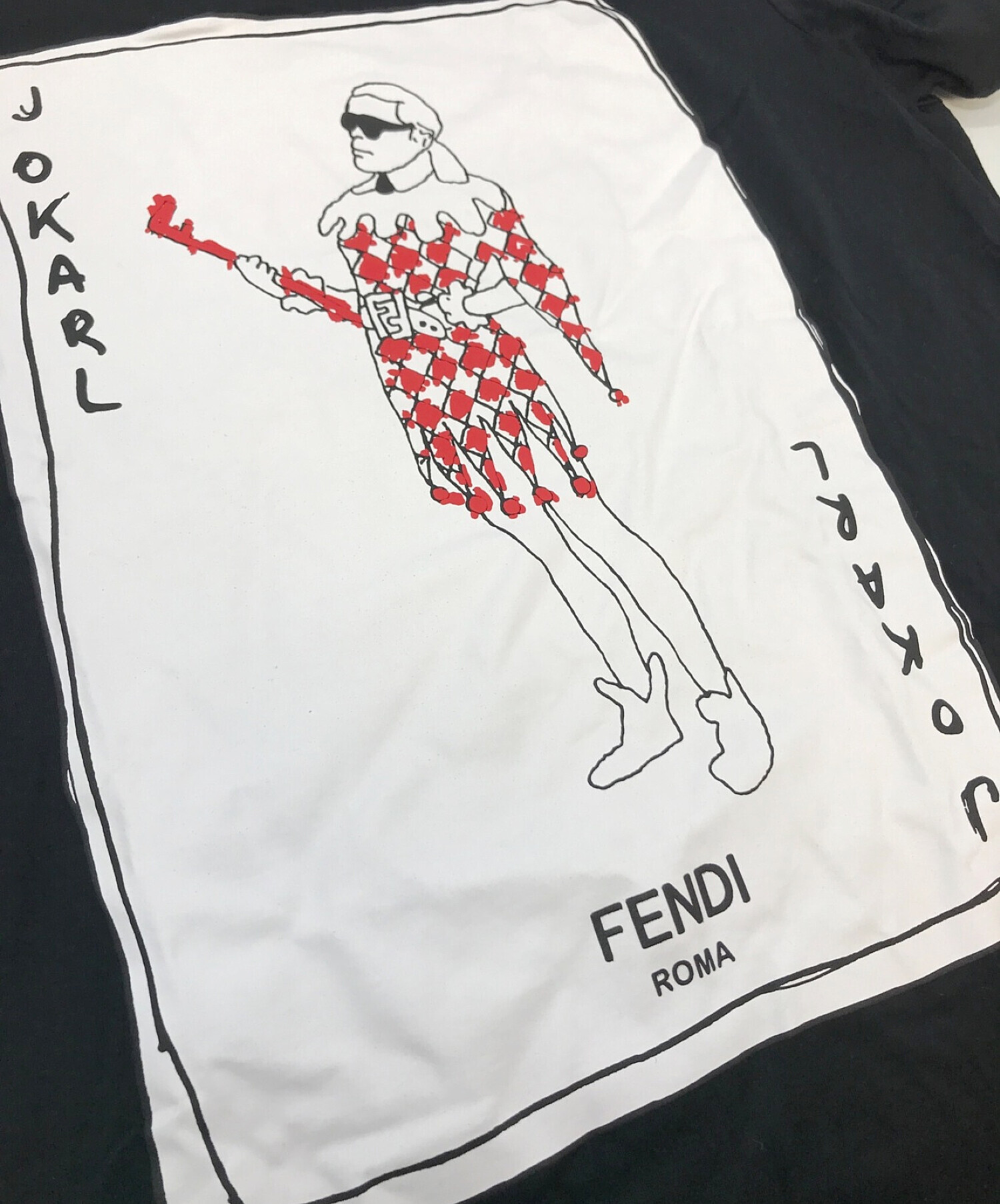 FENDI (フェンディ) Karl Lagerfeld (カール ラガーフェルド) JOKARLプリントTシャツ ブラック サイズ:XS