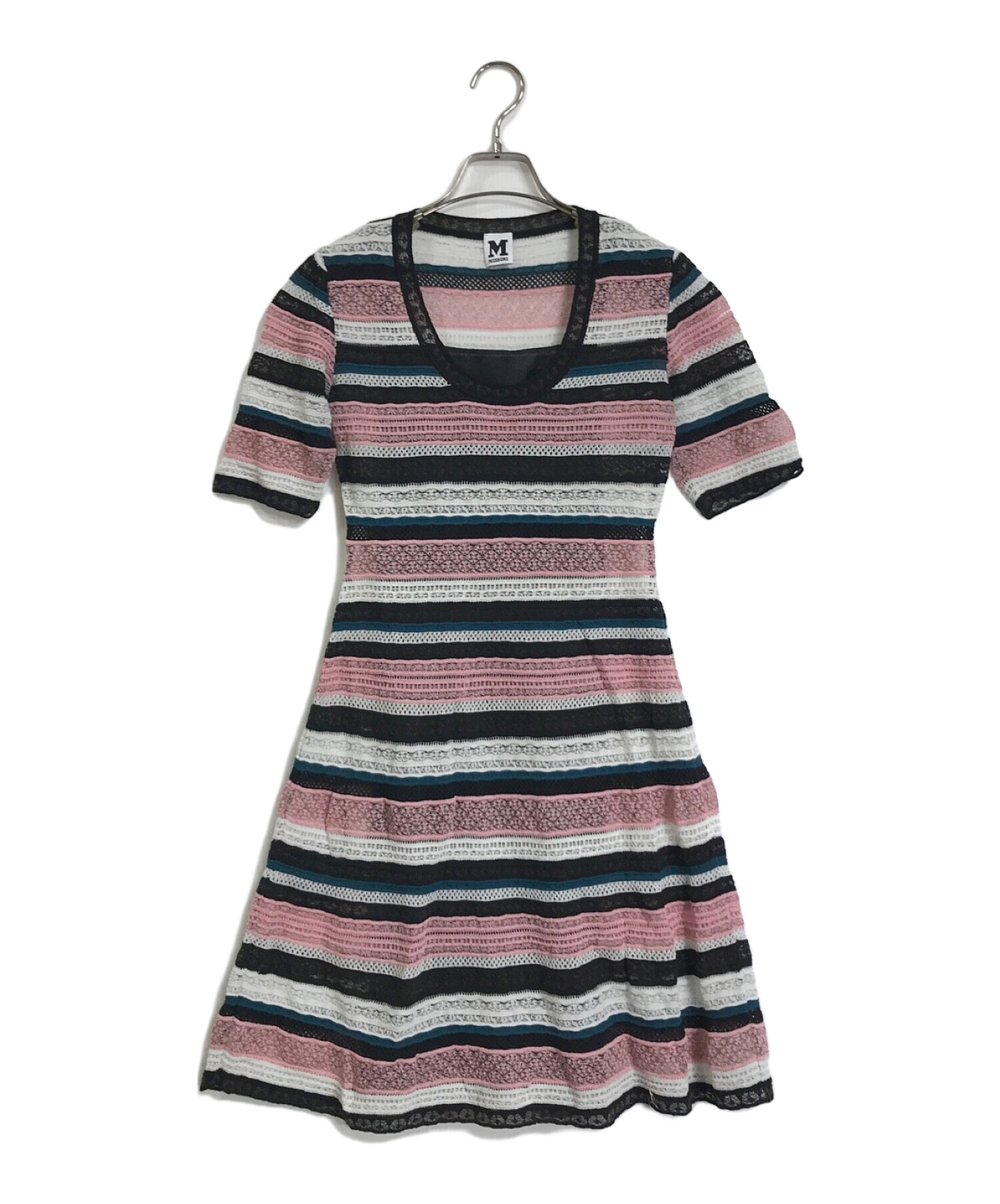 ミッソーニワンピースM wxc ミッソーニ MISSONI ワンピース 48 マルチ 緑 青 ニット 総