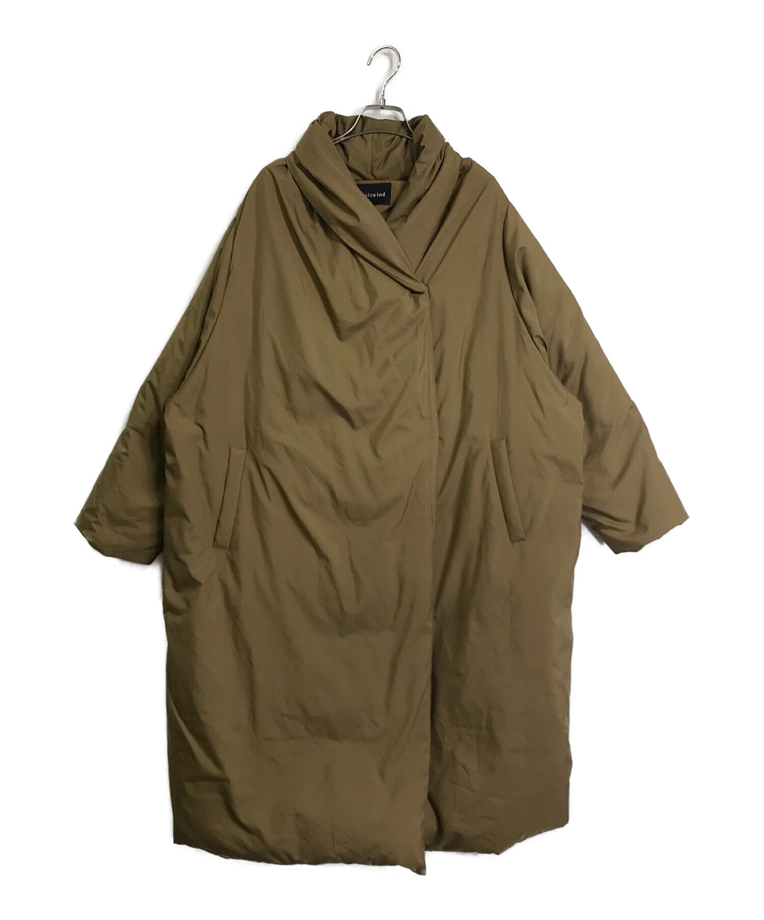 ミズイロインドドレープダウンコートブラウンmizuiroind