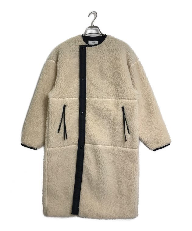中古・古着通販】HYKE (ハイク) ノーカラーボアコート アイボリー 