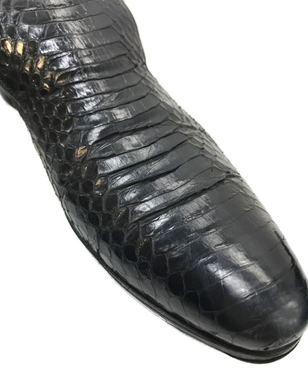 中古・古着通販】GUCCI (グッチ) スネークスキンローファー ブラック 