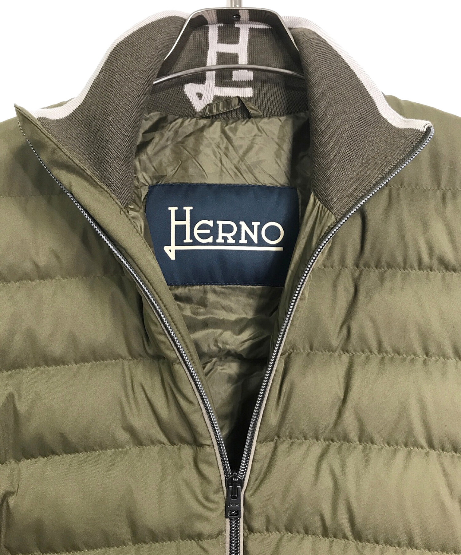 美品】HERNO ヘルノ ハイブリッド ニット ブルゾン 鋭かっ 切替 46 