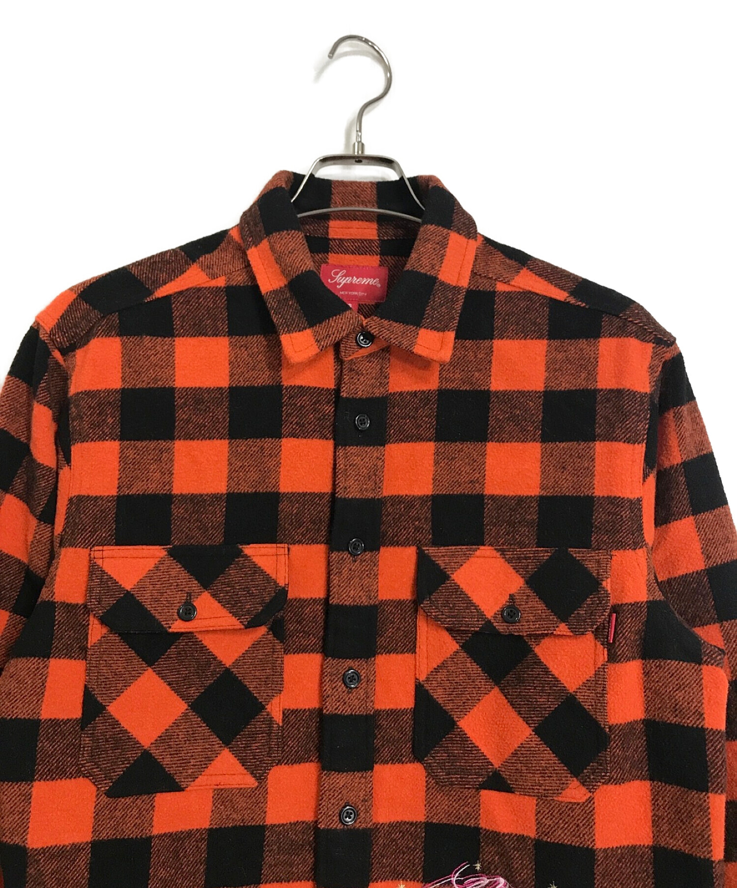 Supreme (シュプリーム) 1-800 Buffalo Plaid Shirt オレンジ×ブラック サイズ:S