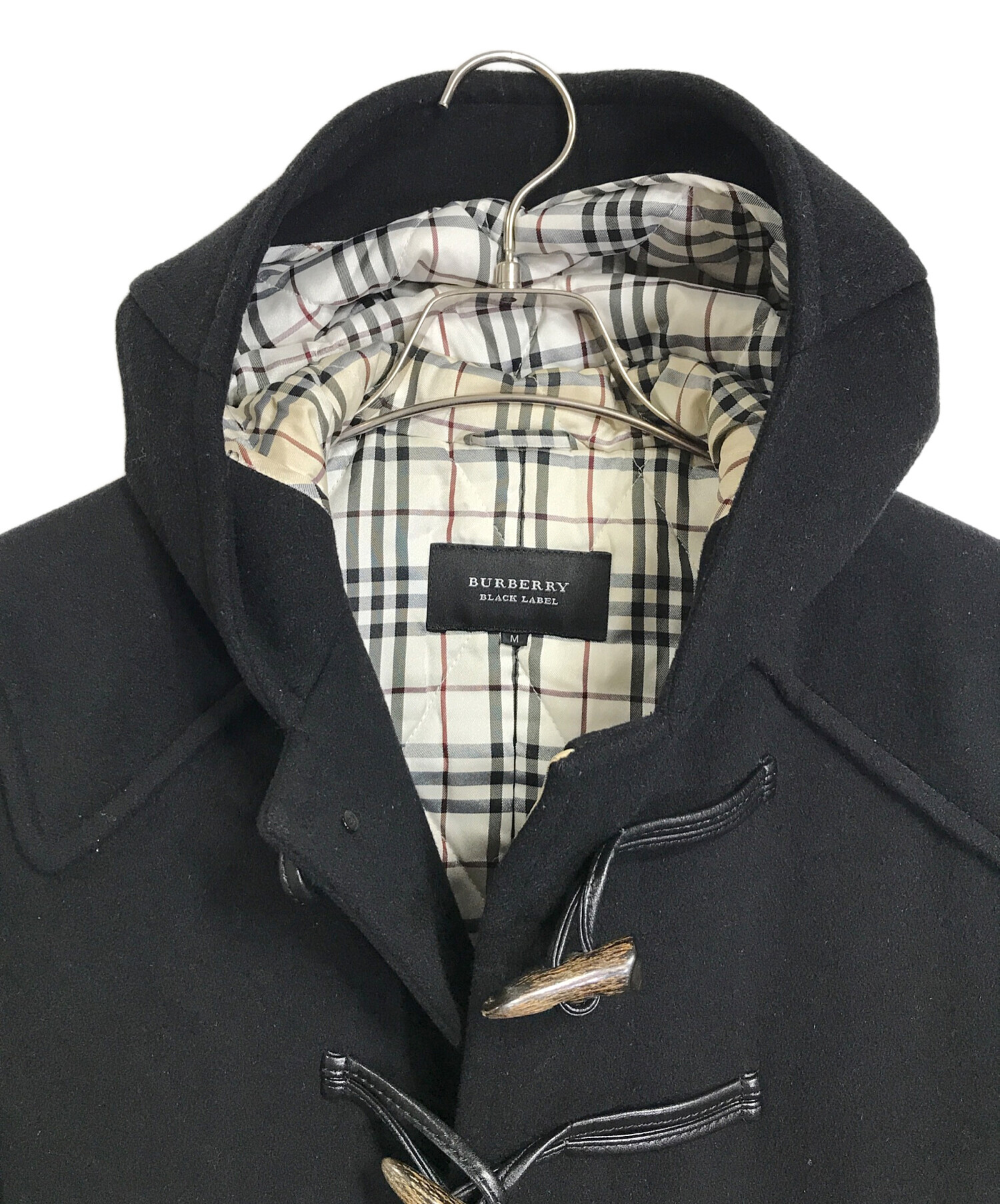 38 ファッション Burberry ブラック ダッフルコート チェック裏地