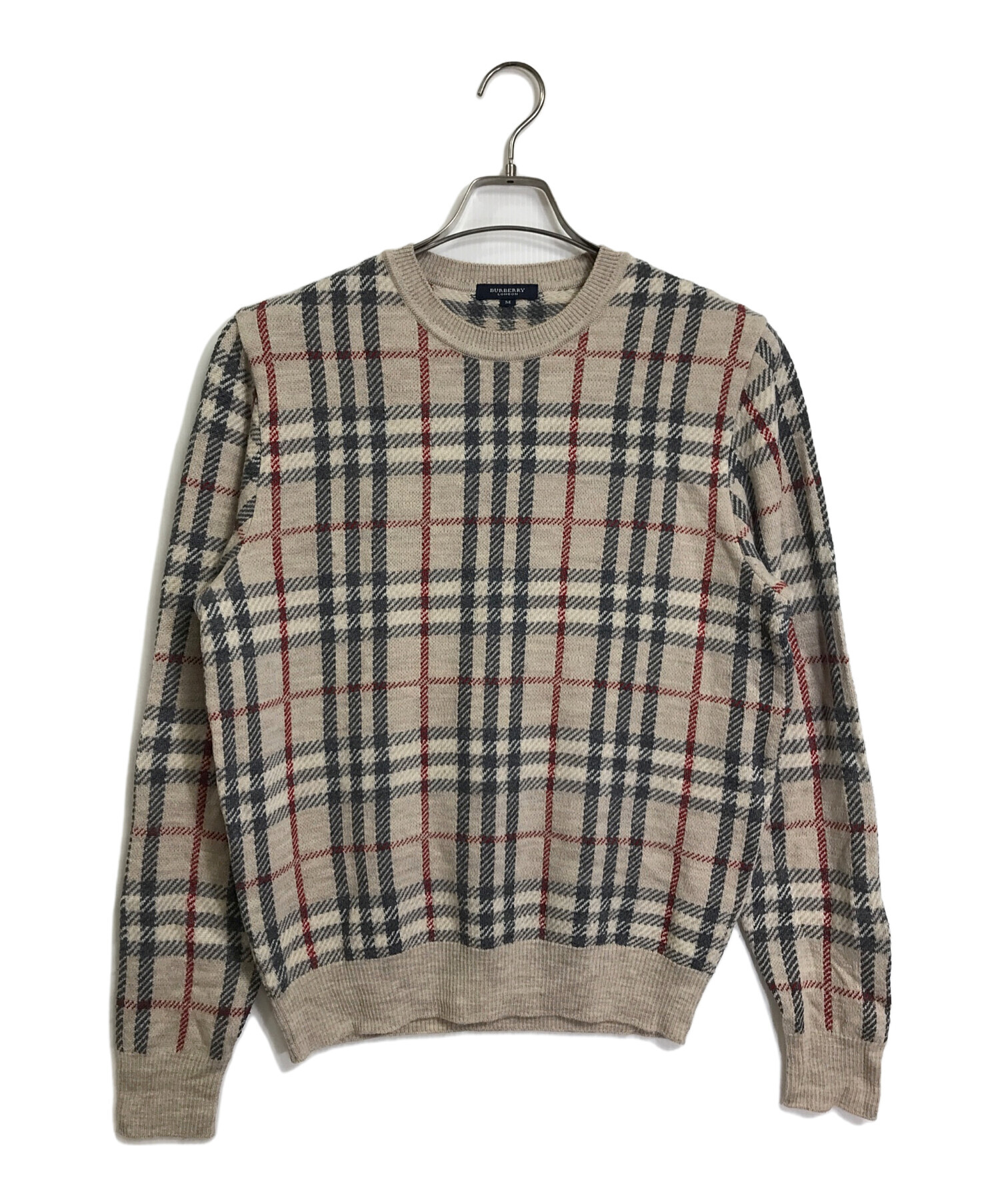 BURBERRY メンズニット ベージュチェック M バーバリー ノバチェック柄