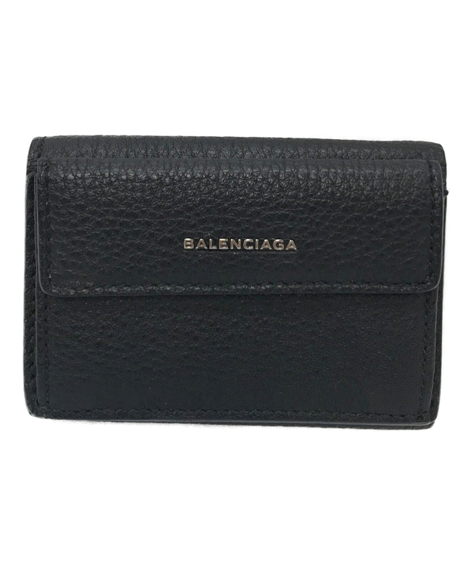 BALENCIAGA ミニウォレット 黒 せつなく レザー