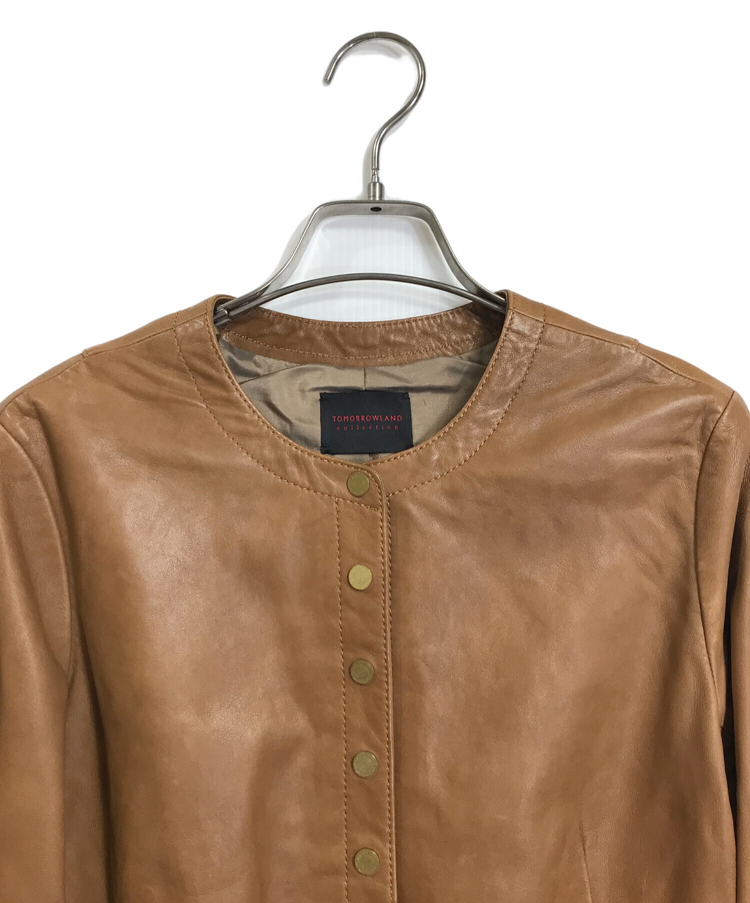 TOMORROWLAND ライトセミベジタブルレザー ノーカラージャケット