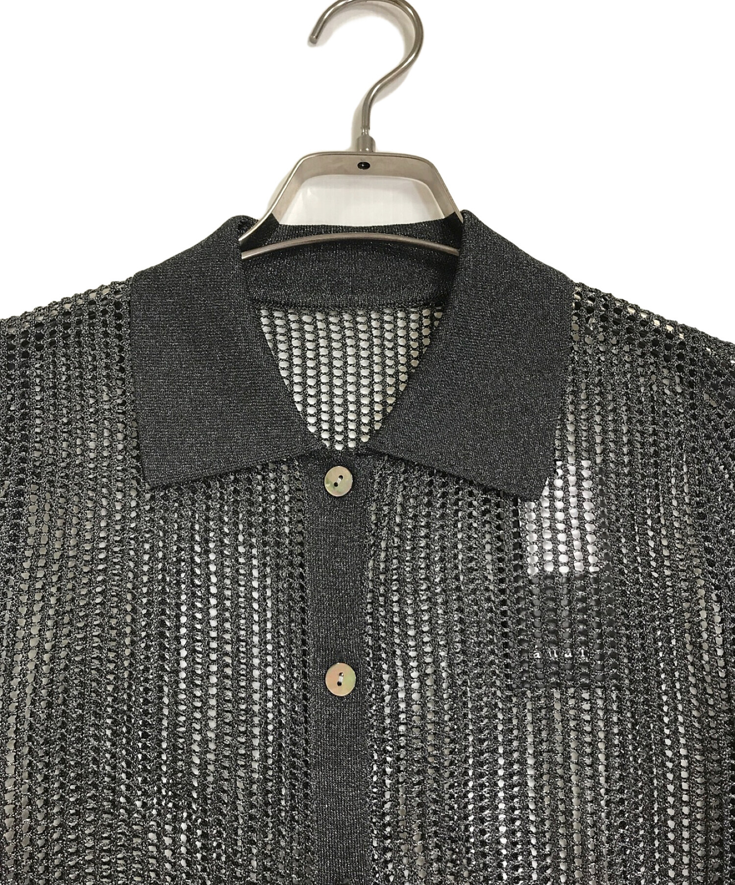 【大人気】アニュアンス　ラメメッシュハーフスリーブニットポロシャツ【美品】 ラメメッシュハーフスリーブニットポロシャツ（ニット）｜ánuans（ア