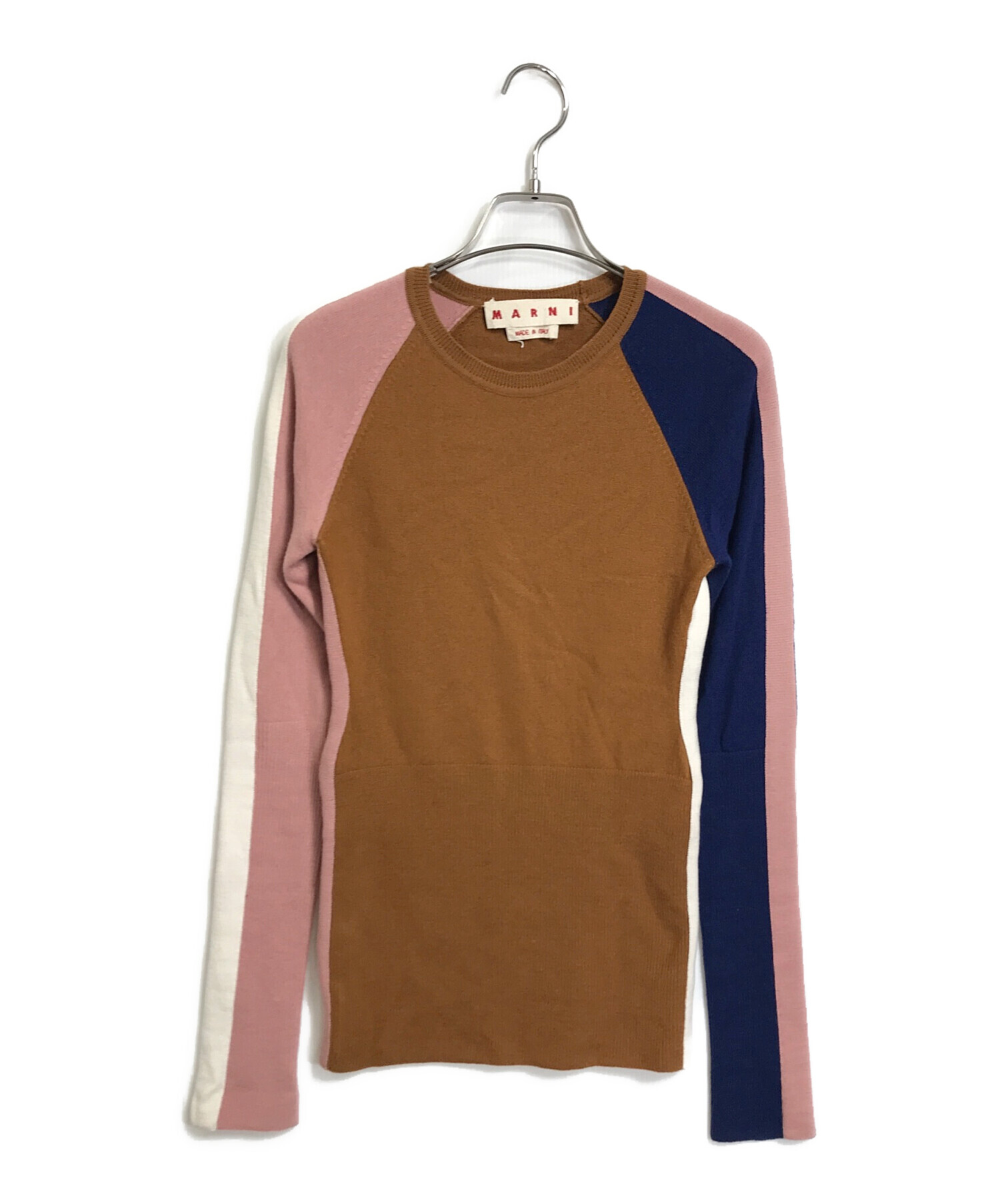 中古・古着通販】MARNI (マルニ) バイカラーニット ブラウン サイズ:38 