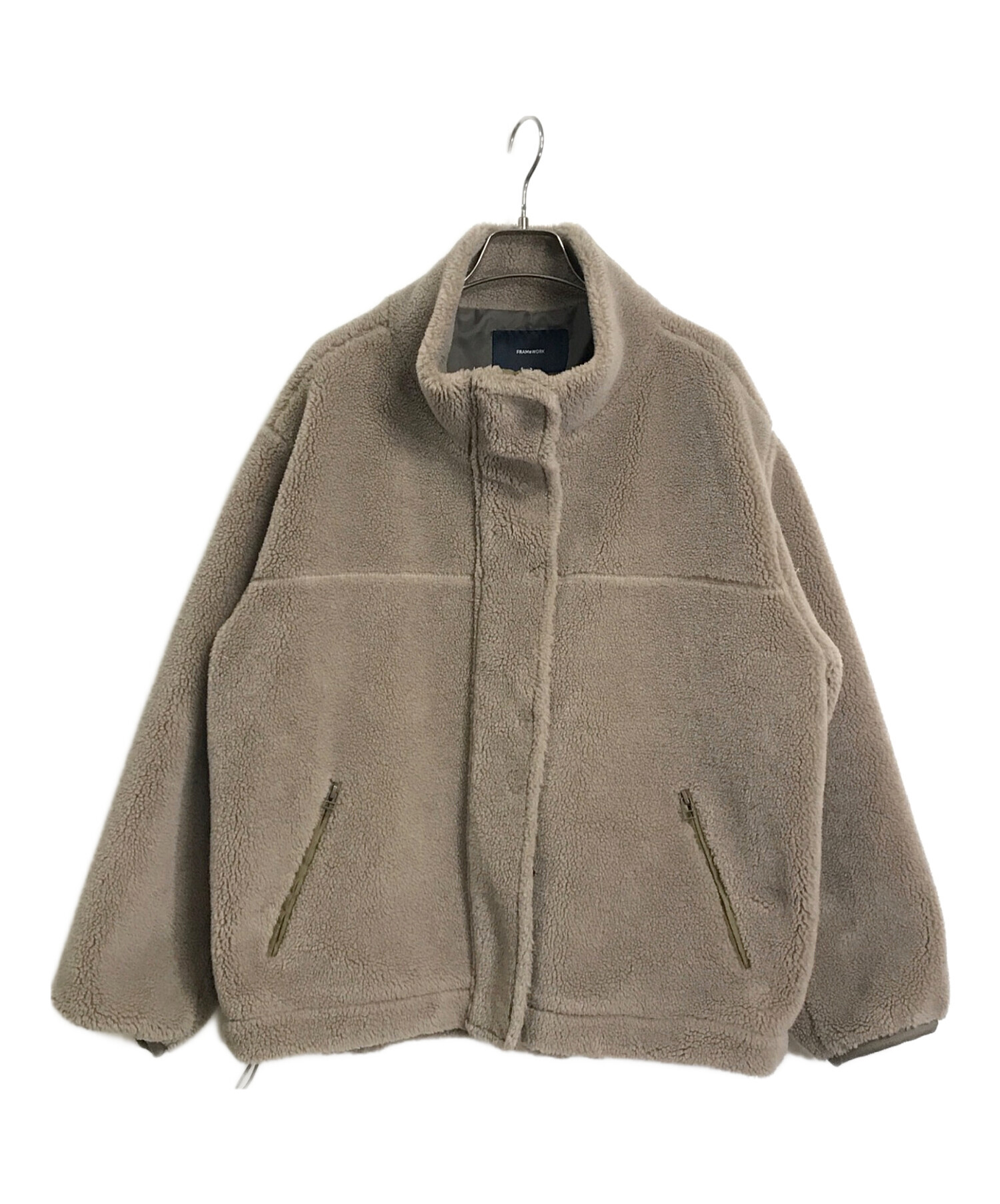 2023AW✨ フレームワークWOOLブレンドボアコートグレー38 ☆美品