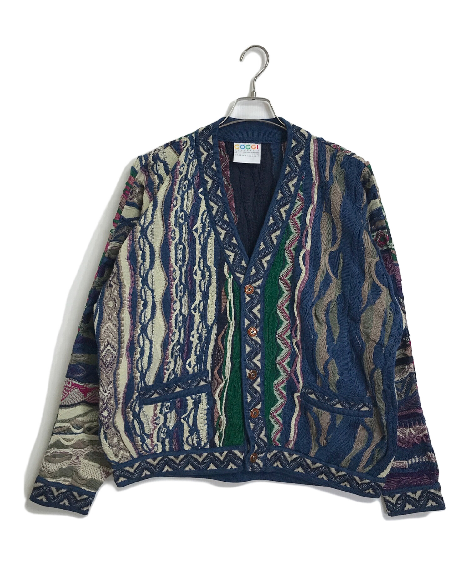 COOGI ウールカーディガン Mサイズ 中古・古着通販】Coogi (クージー) 3Dウールカーディガン マルチカラー