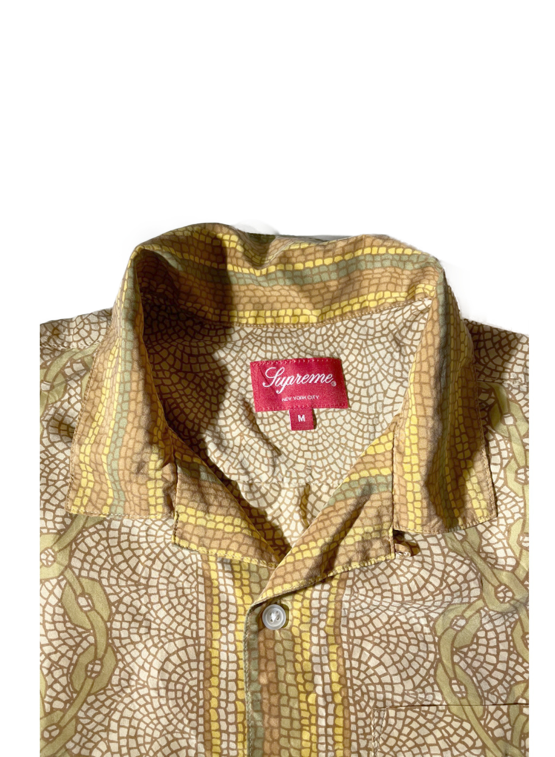 Supreme (シュプリーム) モザイクシルクショートスリーブシャツ ベージュ サイズ:M Mosaic Silk S/S Shirt 20SS