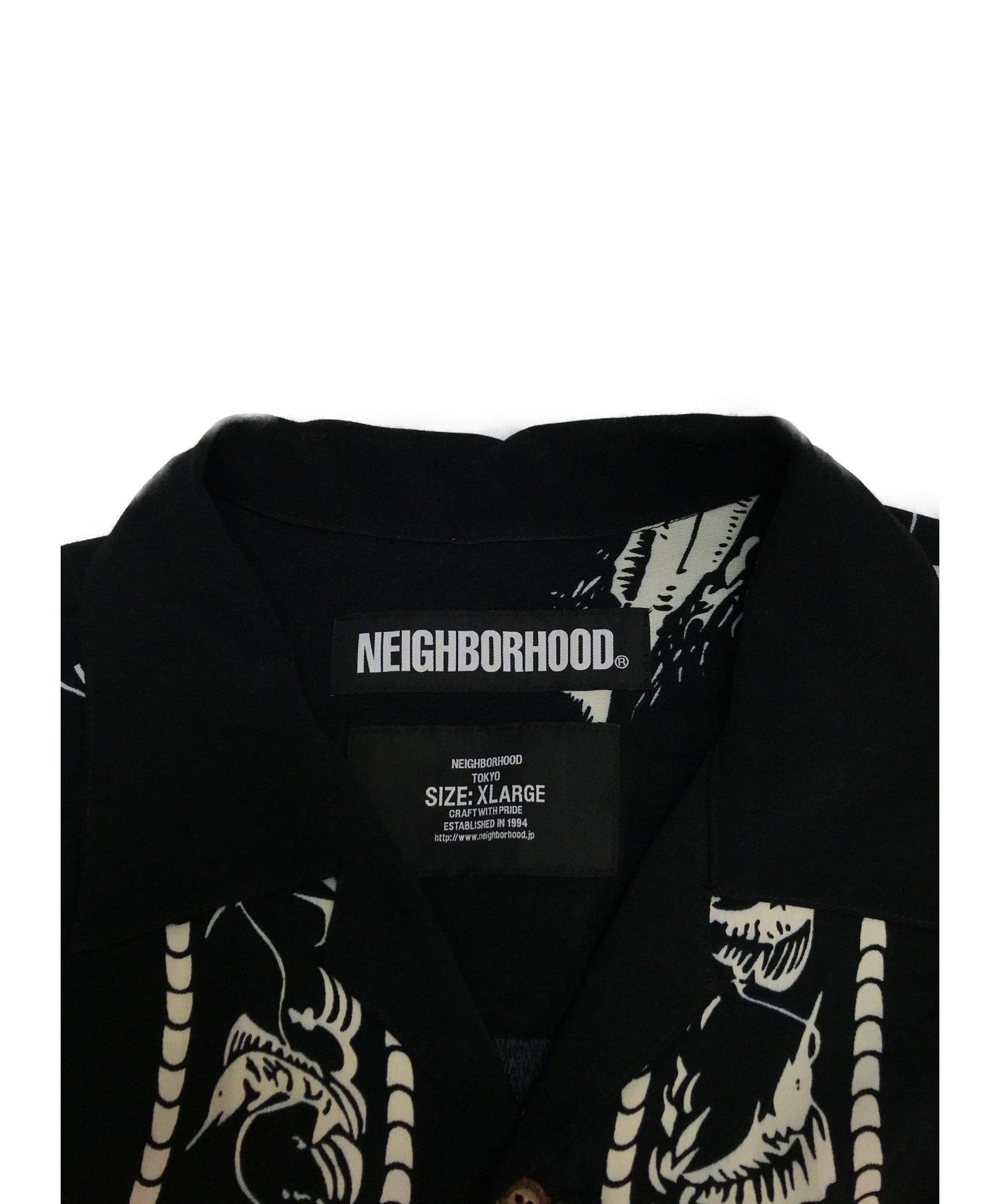 NEIGHBORHOOD (ネイバーフッド) ソードフィッシュアロハシャツ ブラック サイズ:XL 191TSNH-SHM05 ALOHA .  SWORDFISH / R-SHIRT . LS