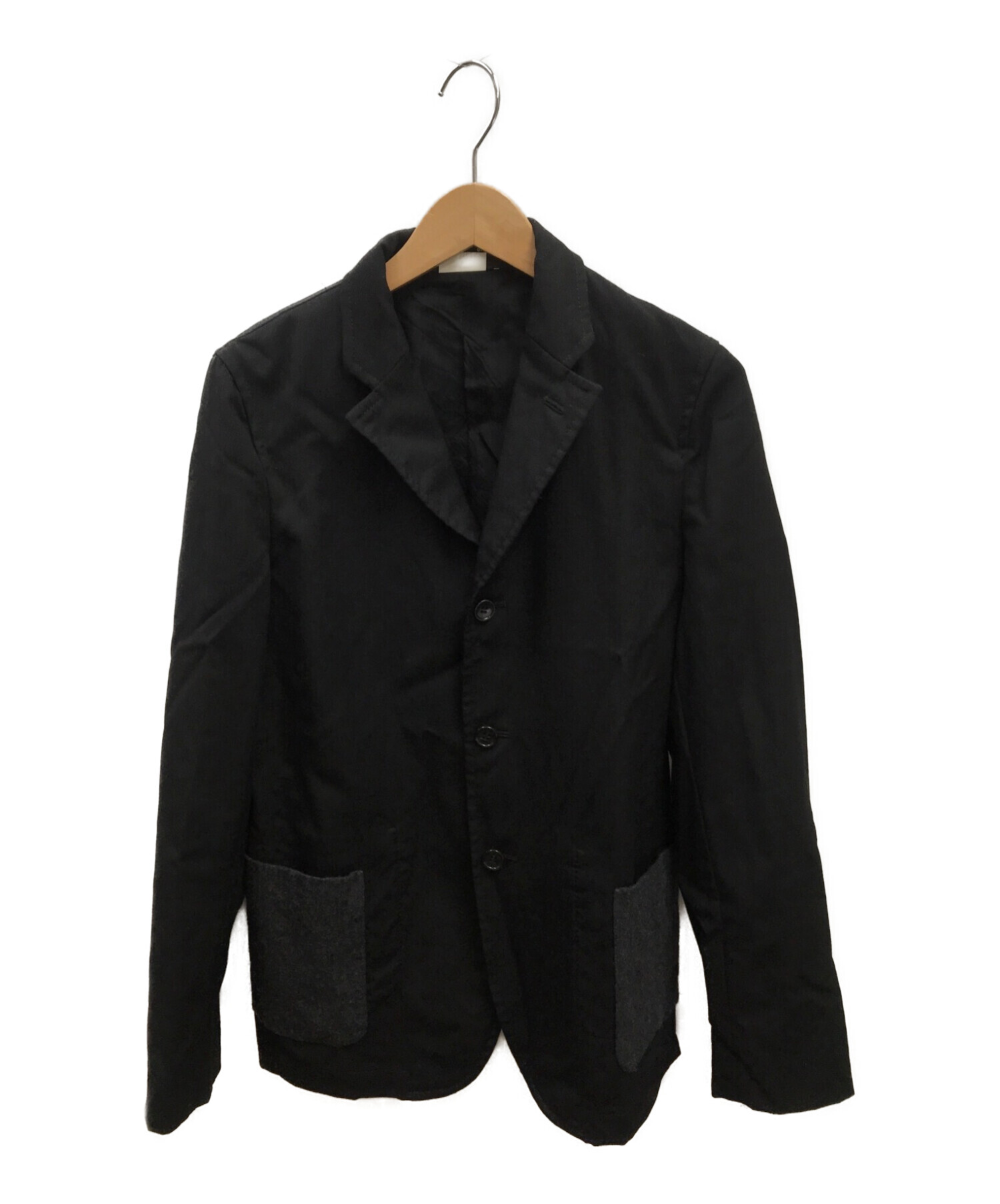 BLACK COMME des GARCONS (ブラック コムデギャルソン) ウールポケット3Bジャケット ブラック サイズ:S