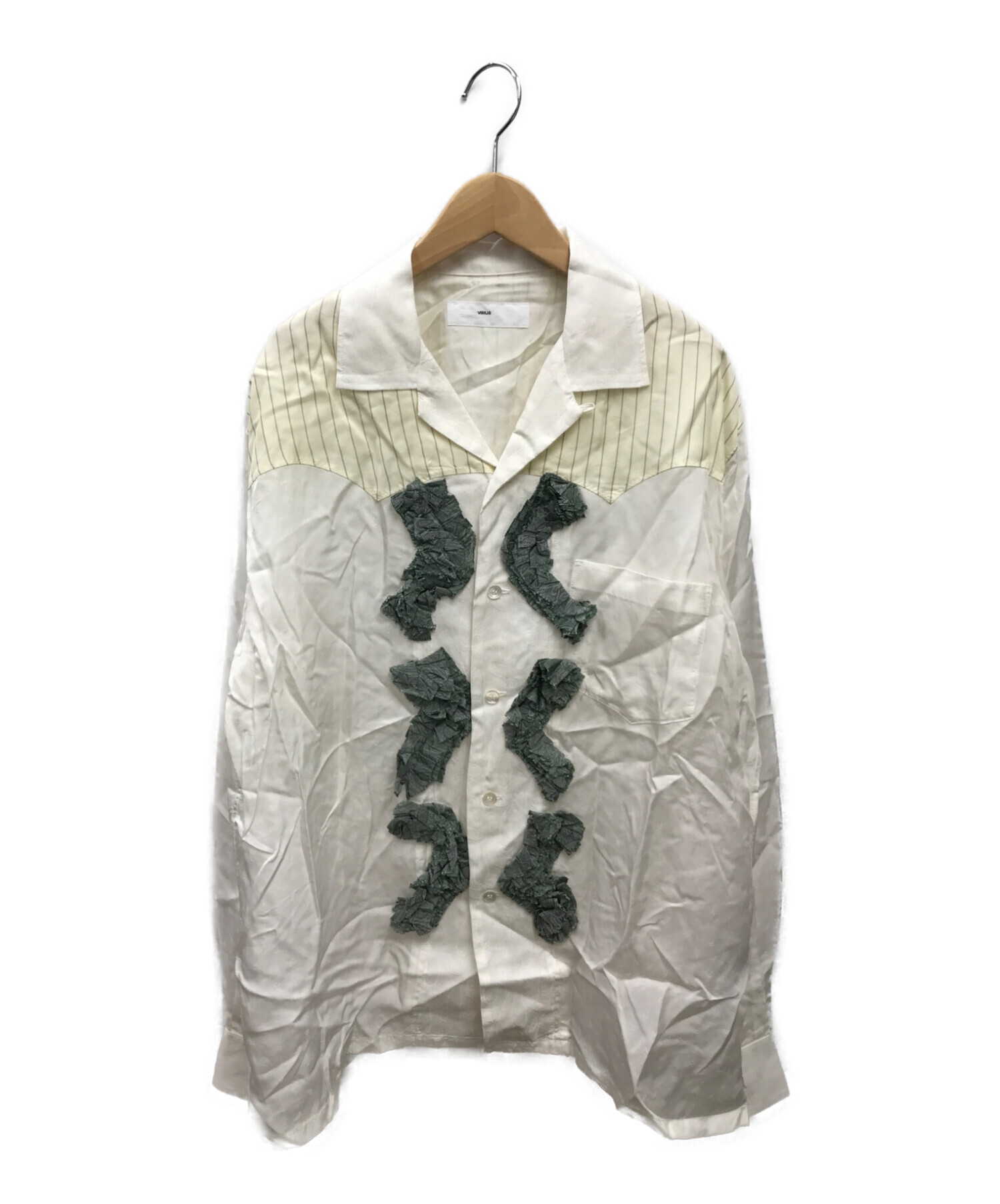 TOGA VIRILIS (トーガ ビリリース) キュプラジャガードシャツ アイボリー×ホワイト サイズ:46