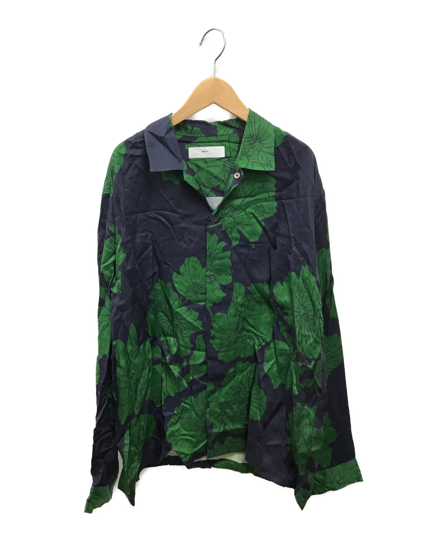 TOGA VIRILIS (トーガ ビリリース) インナープリントロングスリーブシャツ ネイビー×グリーン サイズ:48