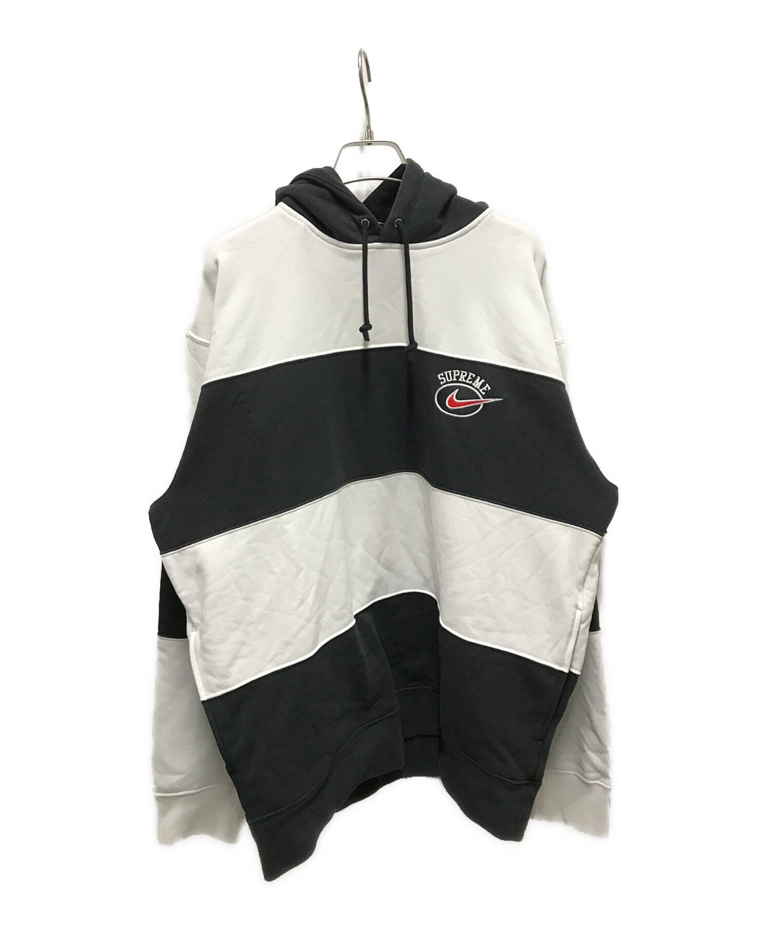 NIKE×Supreme (ナイキ×シュプリーム) ストライプフーデッドスウェットシャツ / Stripe Hooded Sweatshirt  ホワイト サイズ:M