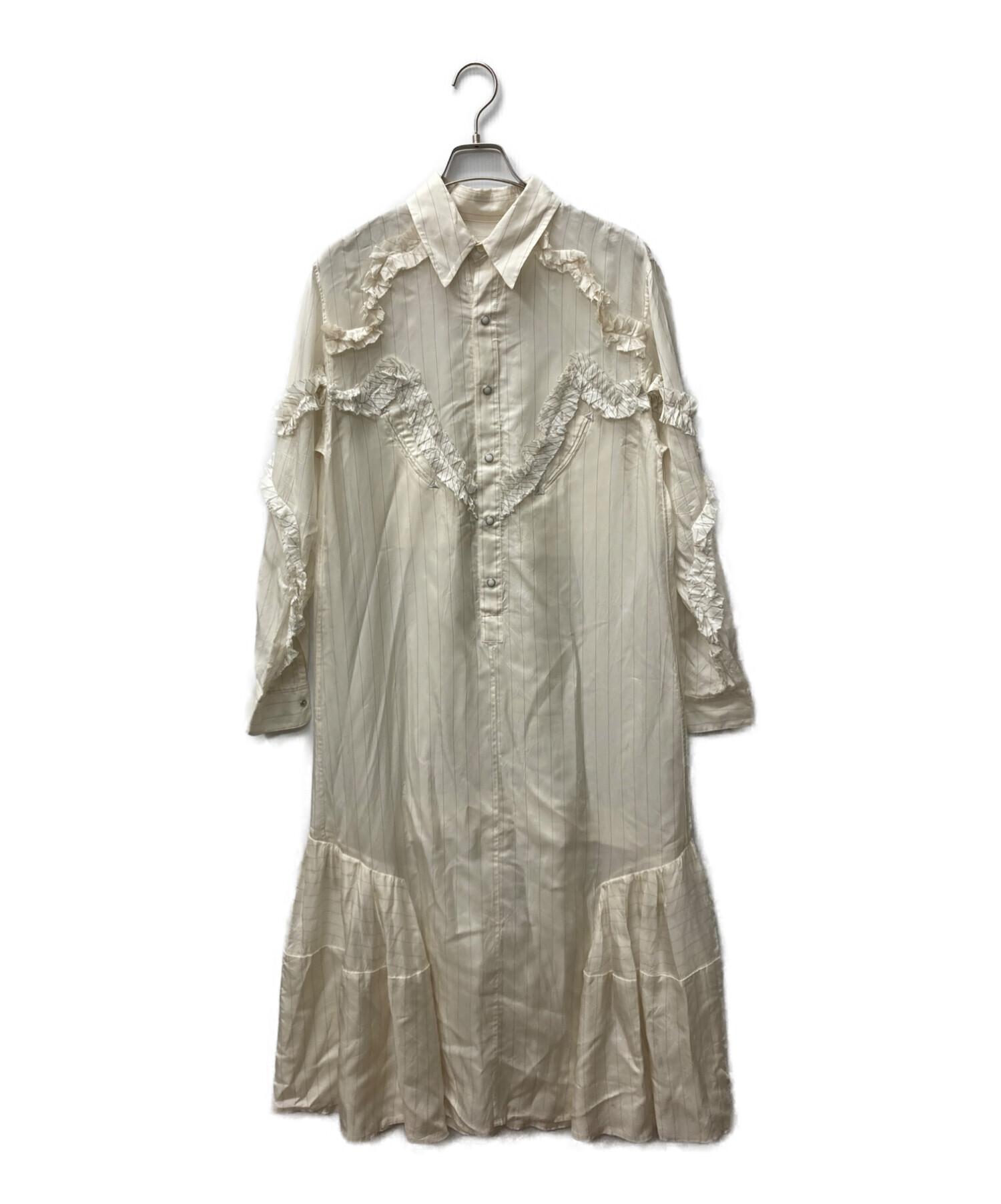 TOGA PULLA (トーガ プルラ) キュプラストライプドレス ホワイト サイズ:36