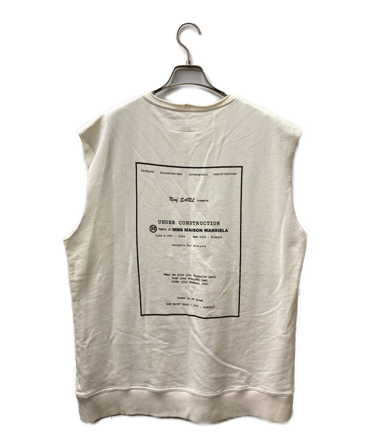 MM6 Maison Margiela (エムエムシックス メゾンマルジェラ) Cut Off Sleeveless Sweat Shirt ホワイト  サイズ:XS